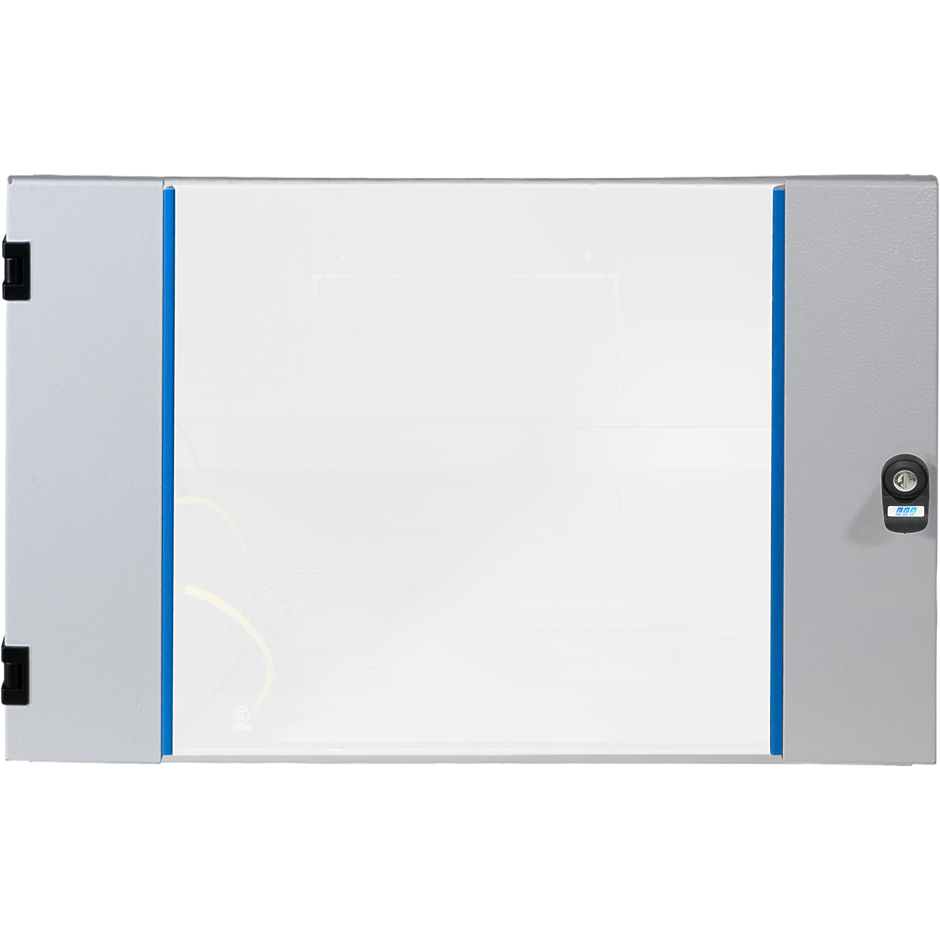 Front Door for Wall Housings 12U, Glass, RAL7035