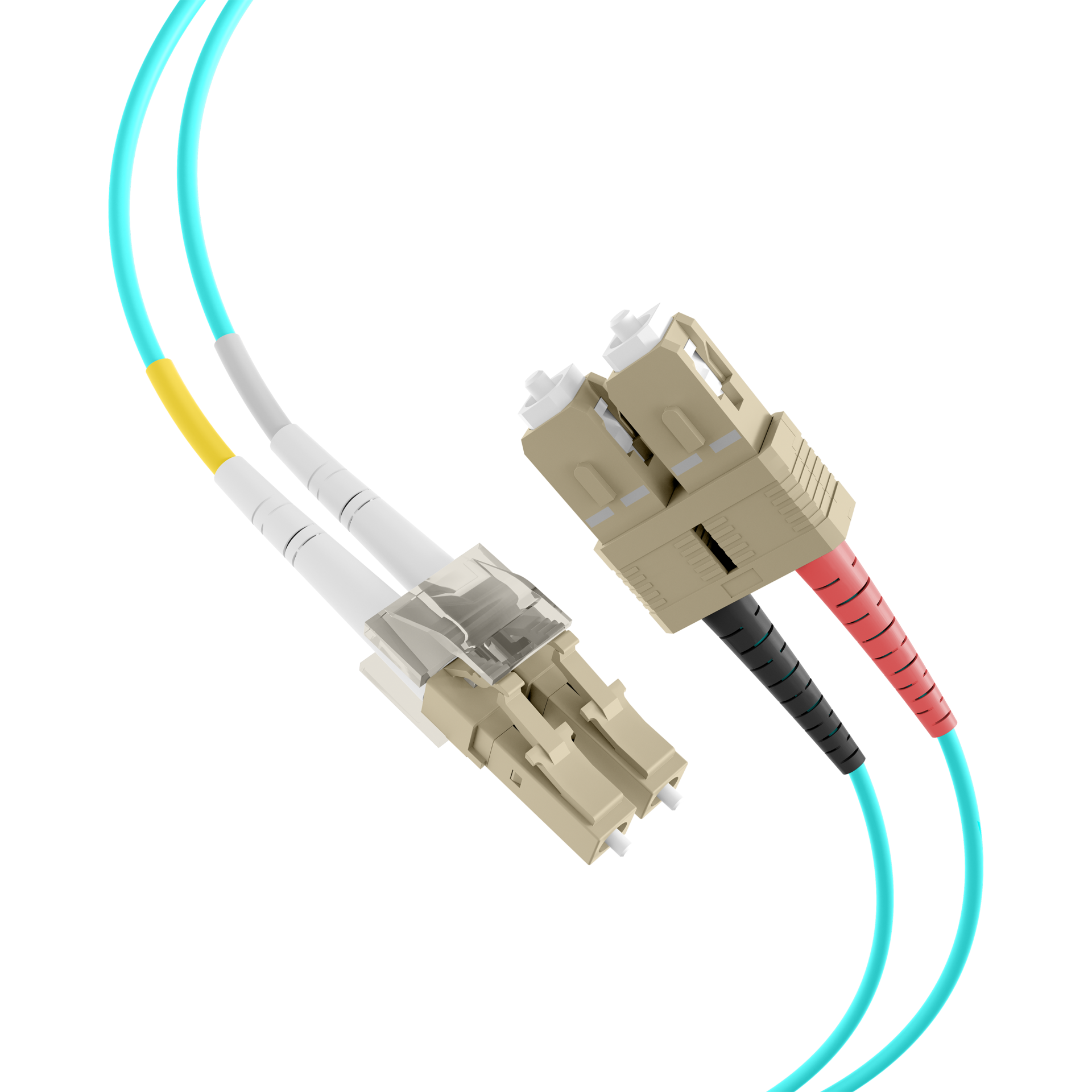 Duplex Patchcable Flat-Twin LC-SC OM3 10m LSZH 3x5mm aqua