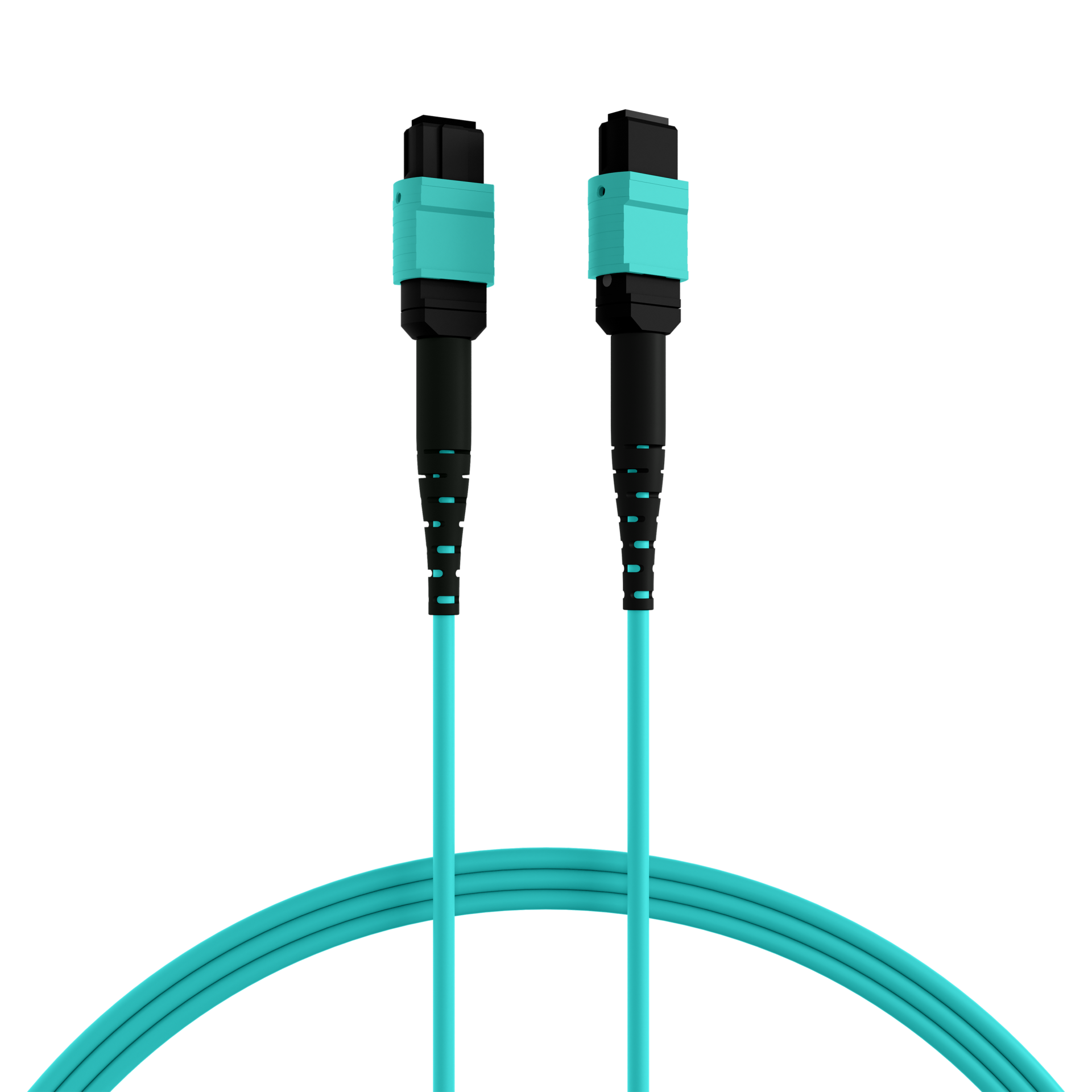MTP®(F)-MTP®(F) Patch cable OM3 12 fibers Typ B LSZH aqua 1m