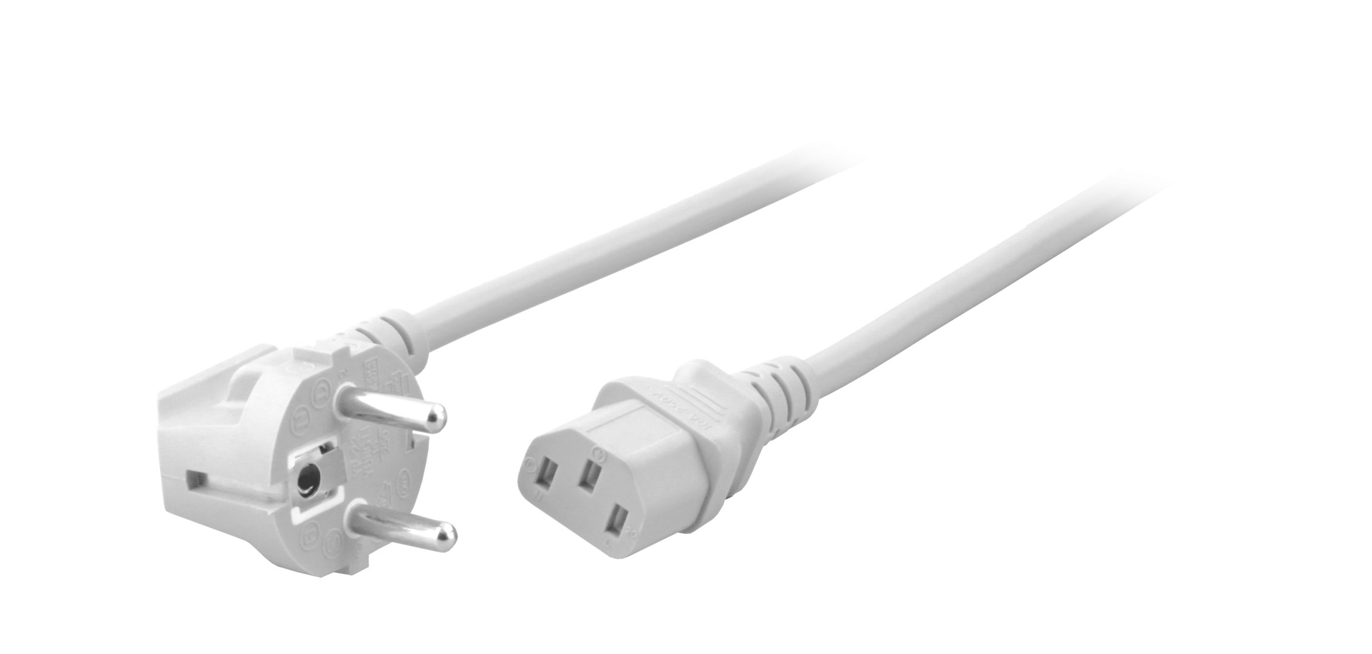 Power Cable CEE7/7 90° - C13, White