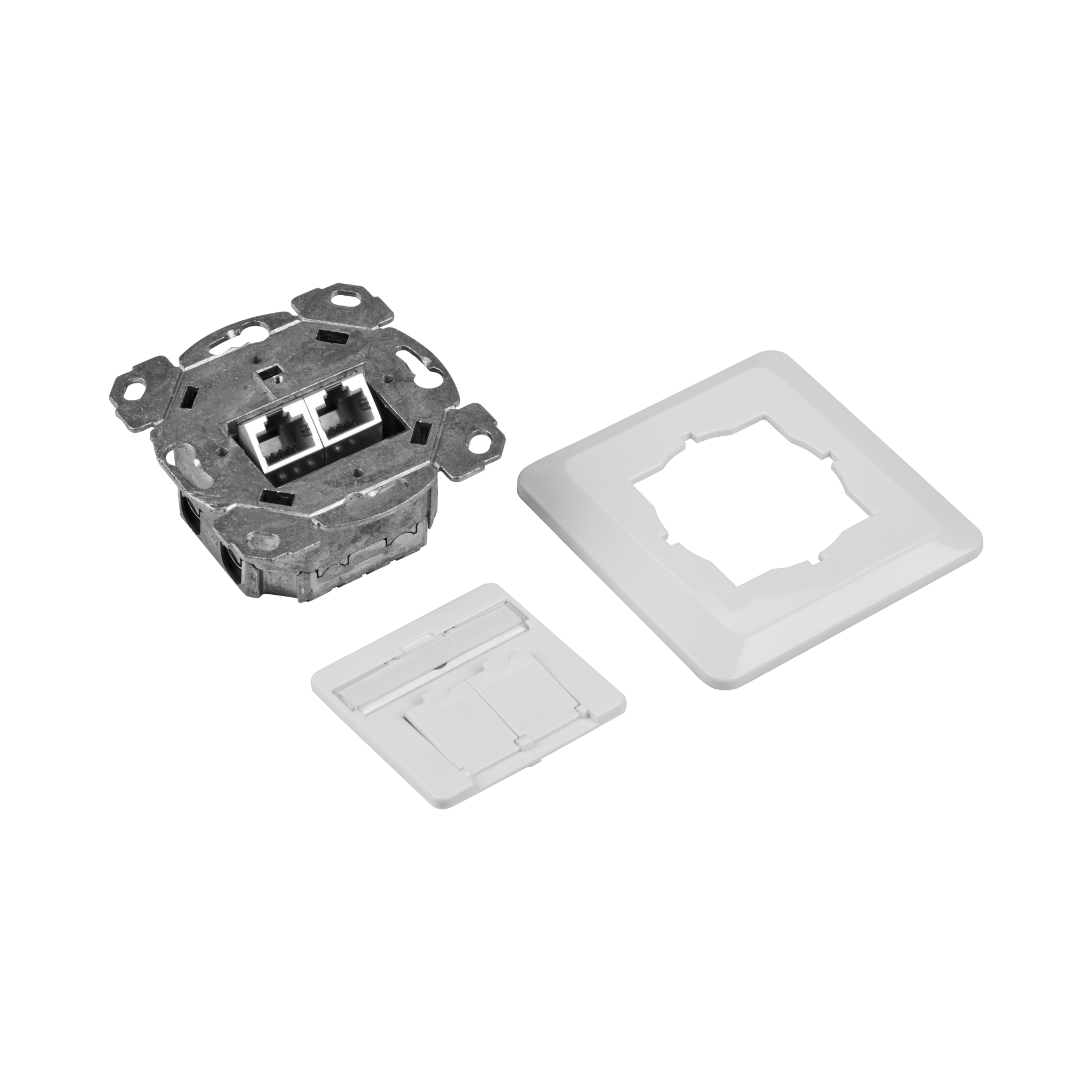 Datendose Cat.6A 500MHz rechts/links, Unterputz, 2xRJ45, RAL9010