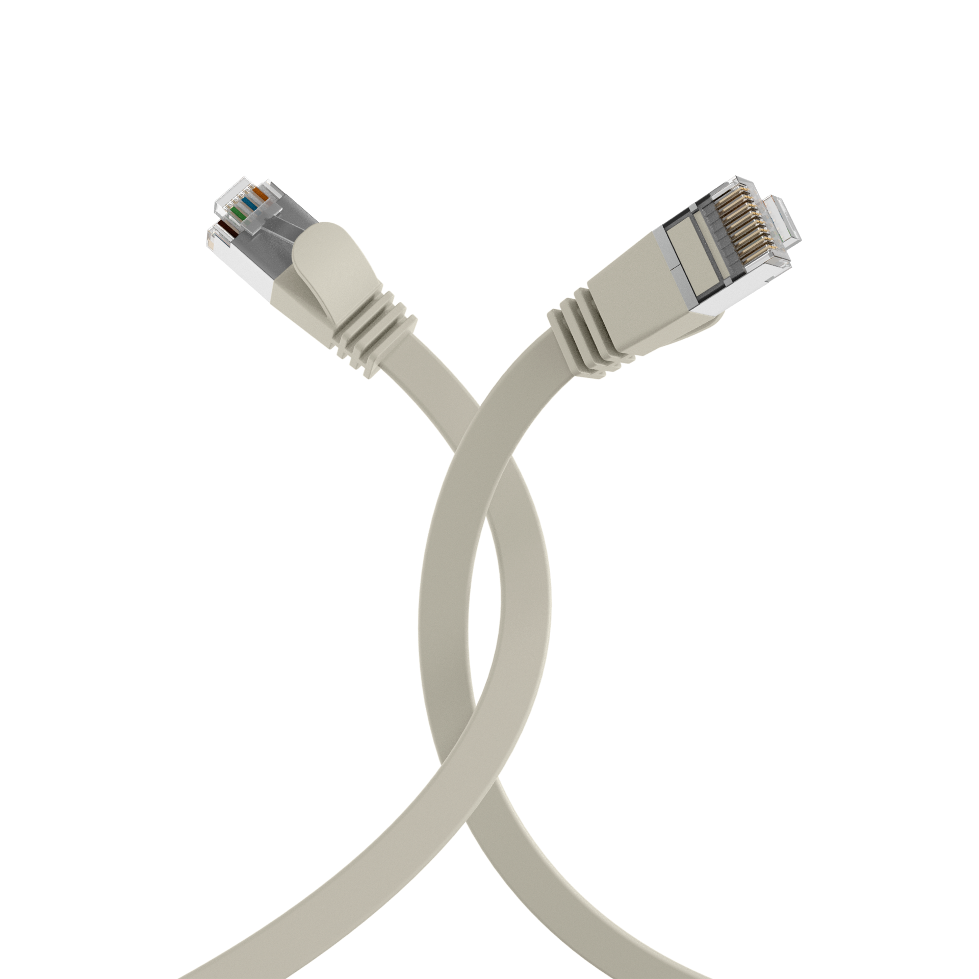 RJ45 Flat Patch Cord Cat.6A U/FTP PVC grey 0,5m