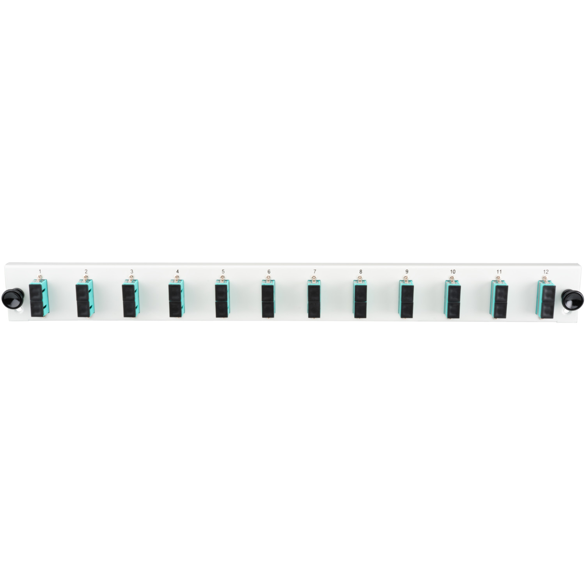Equipped Front Panel with 12 x SC Duplex Adapter OM4 vertical, grey