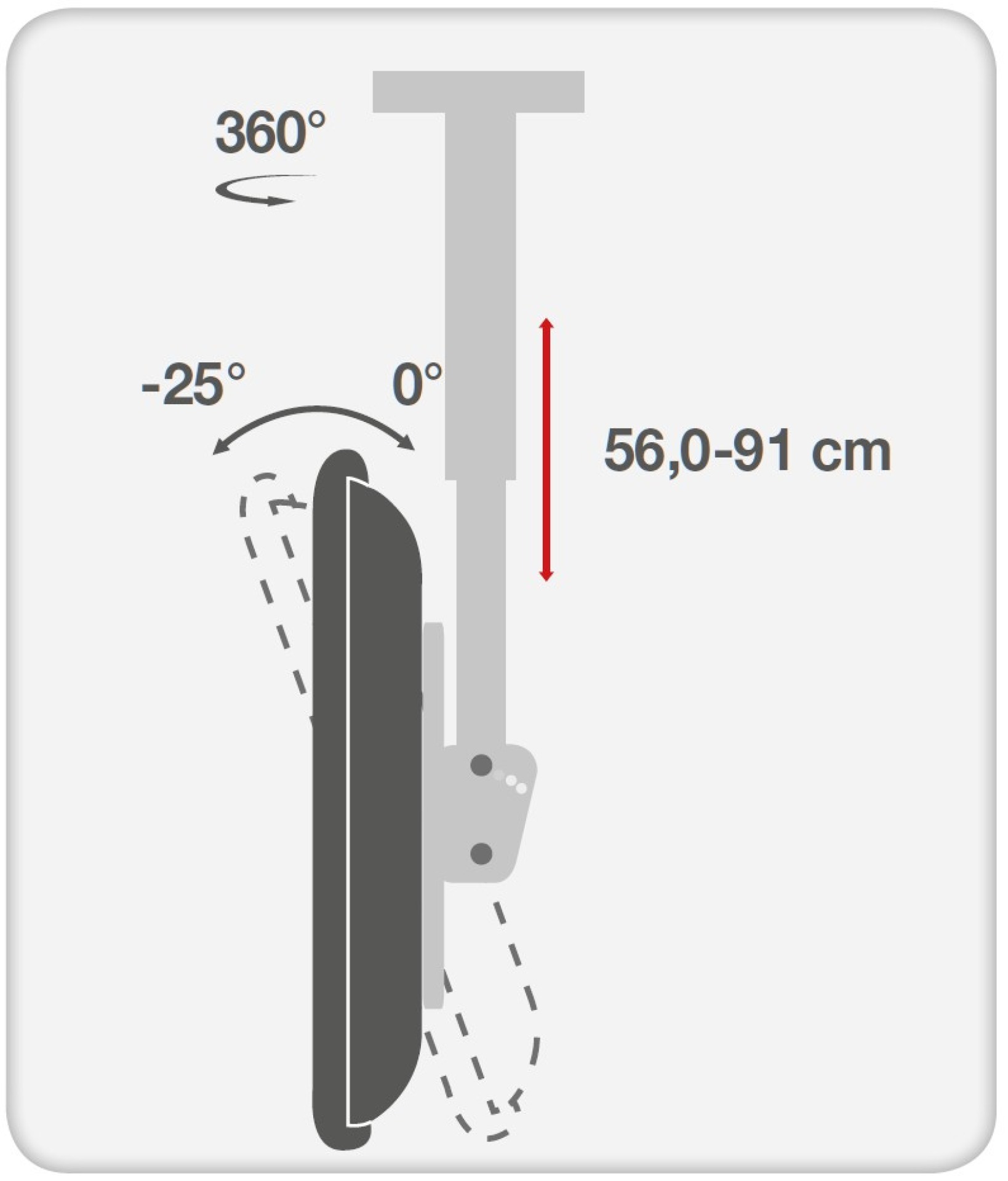 Telescopic universal ceiling support for 1 LED LCD TV 37"-70"