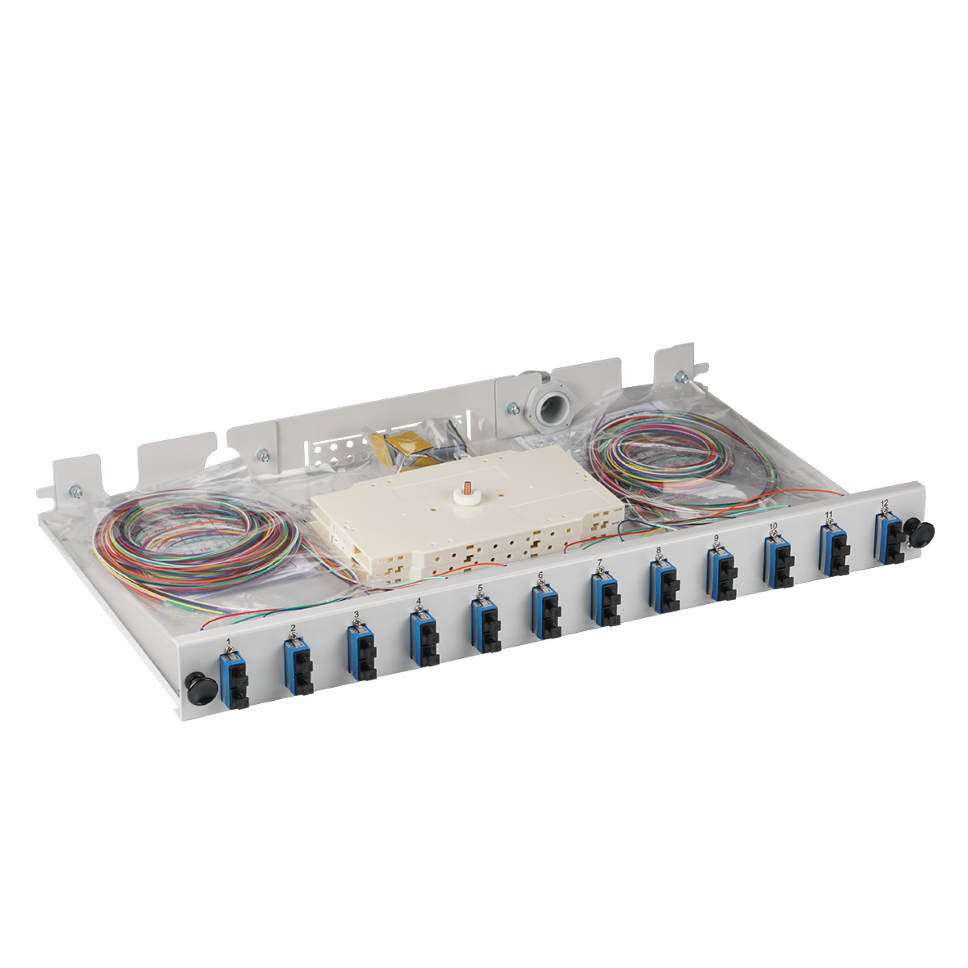 Splice box SC 9/125µ OS2 extendable, 12 pigtails / 6 adapters