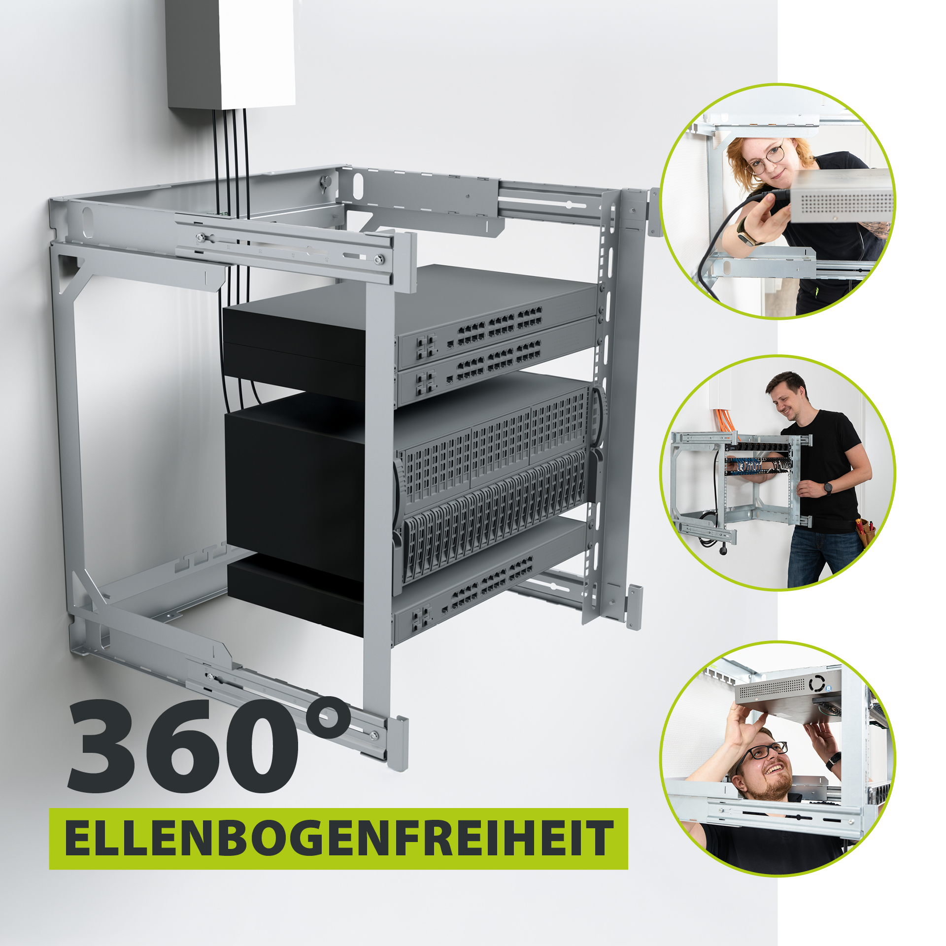 Wall Cabinet X-Rack w. glass door 400-600mm 15U Black RAL9005