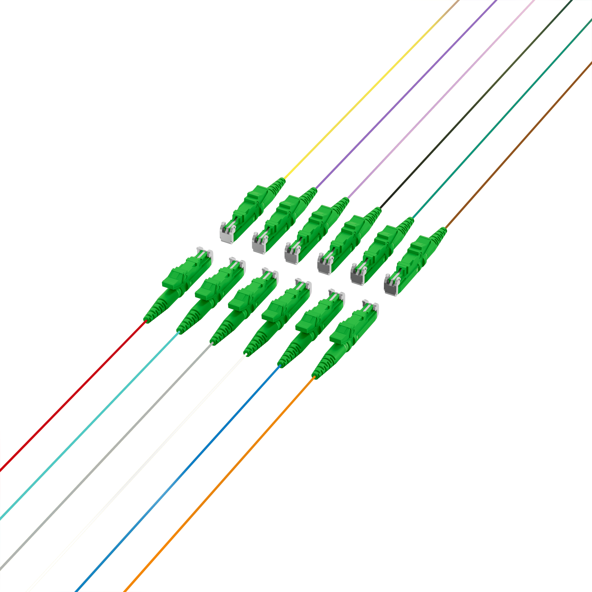 Fiber Pigtail E2000®/APC OS2 G652D-colored set 2m - 12 pieces