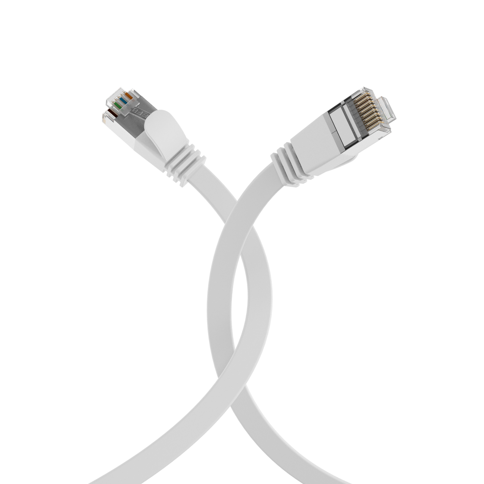 RJ45 Flat Patch Cord Cat.6A U/FTP PVC white