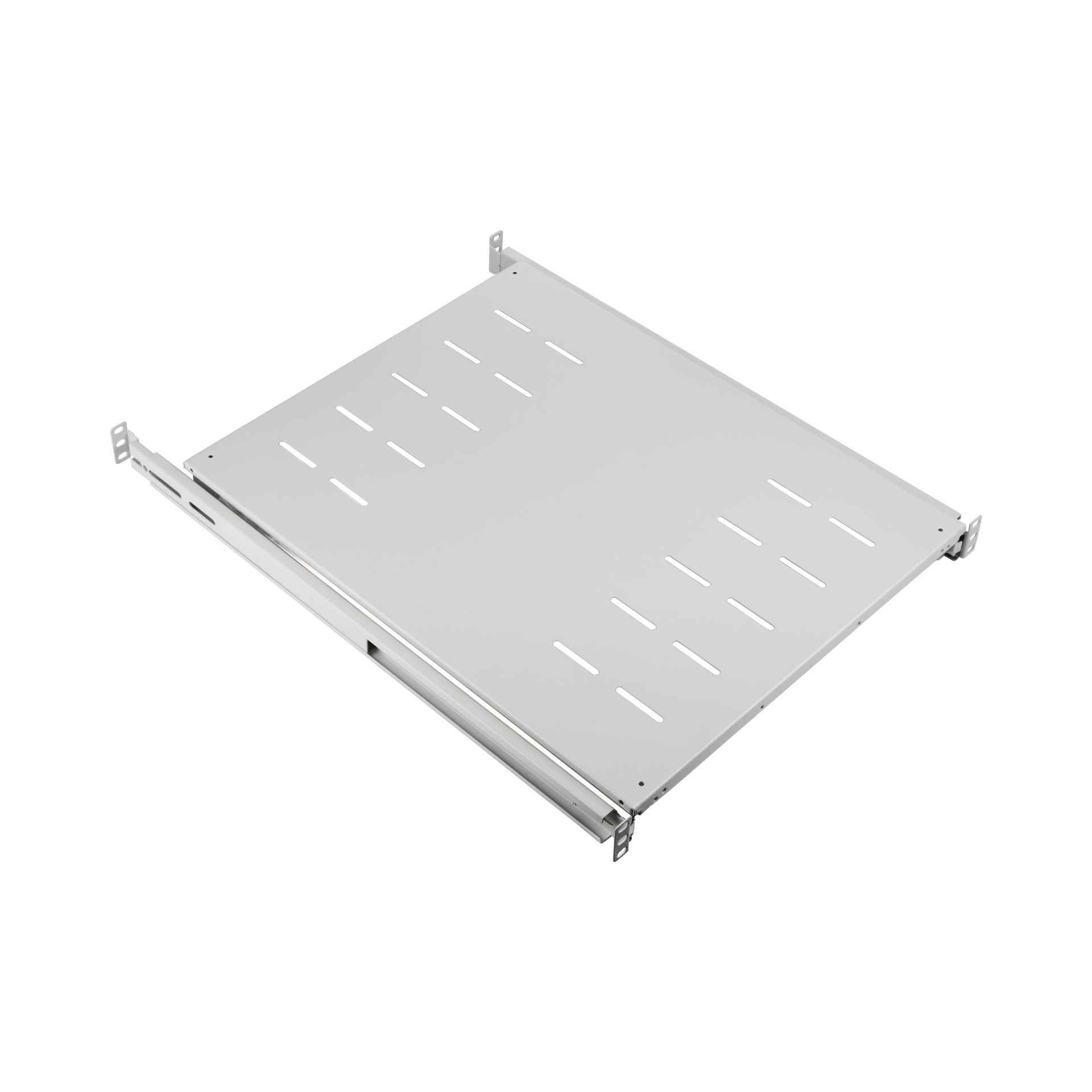 19" 1U Pull-Out Shelf, MD 808..1012 mm, Max. Load 30 kg, CD 1000, RAL7035
