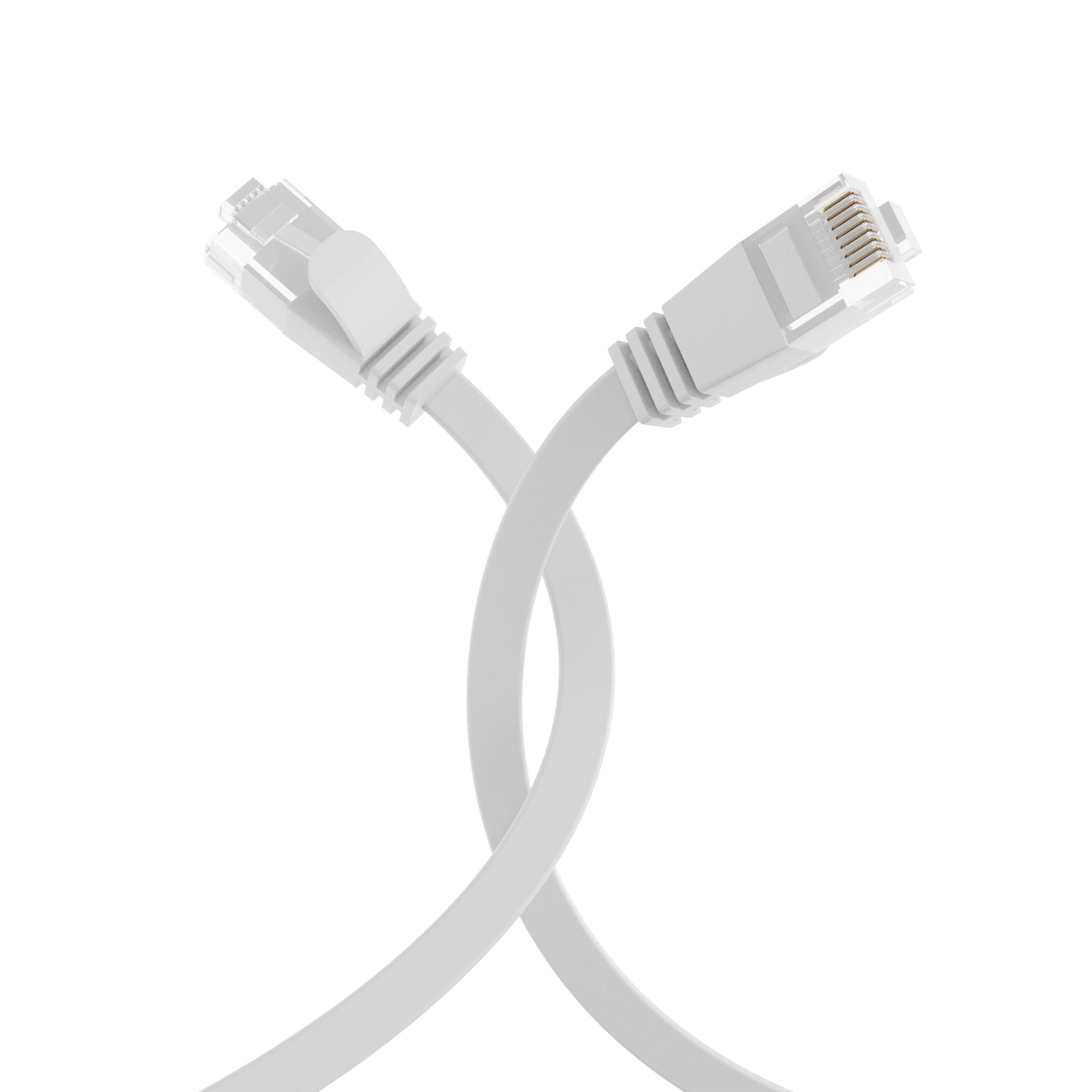 RJ45 Flat Patch Cord Cat.6A U/UTP PVC white 0,5m