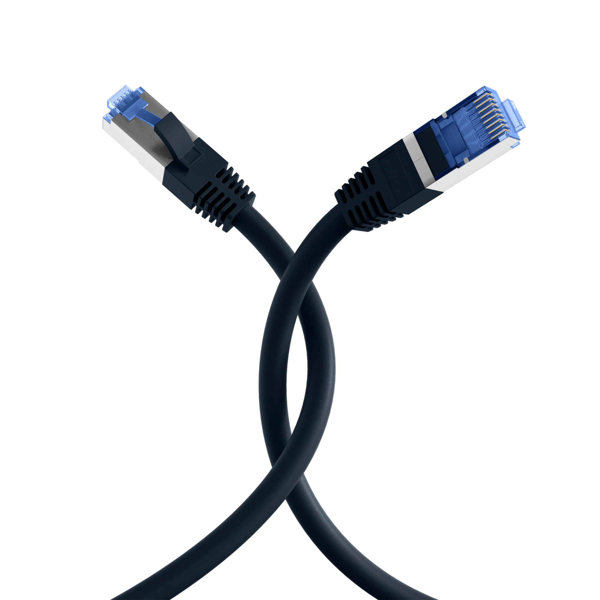 RJ45 Patch Cord Cat.6A S/FTP TPE Cat.7 raw cable superflex black 20m