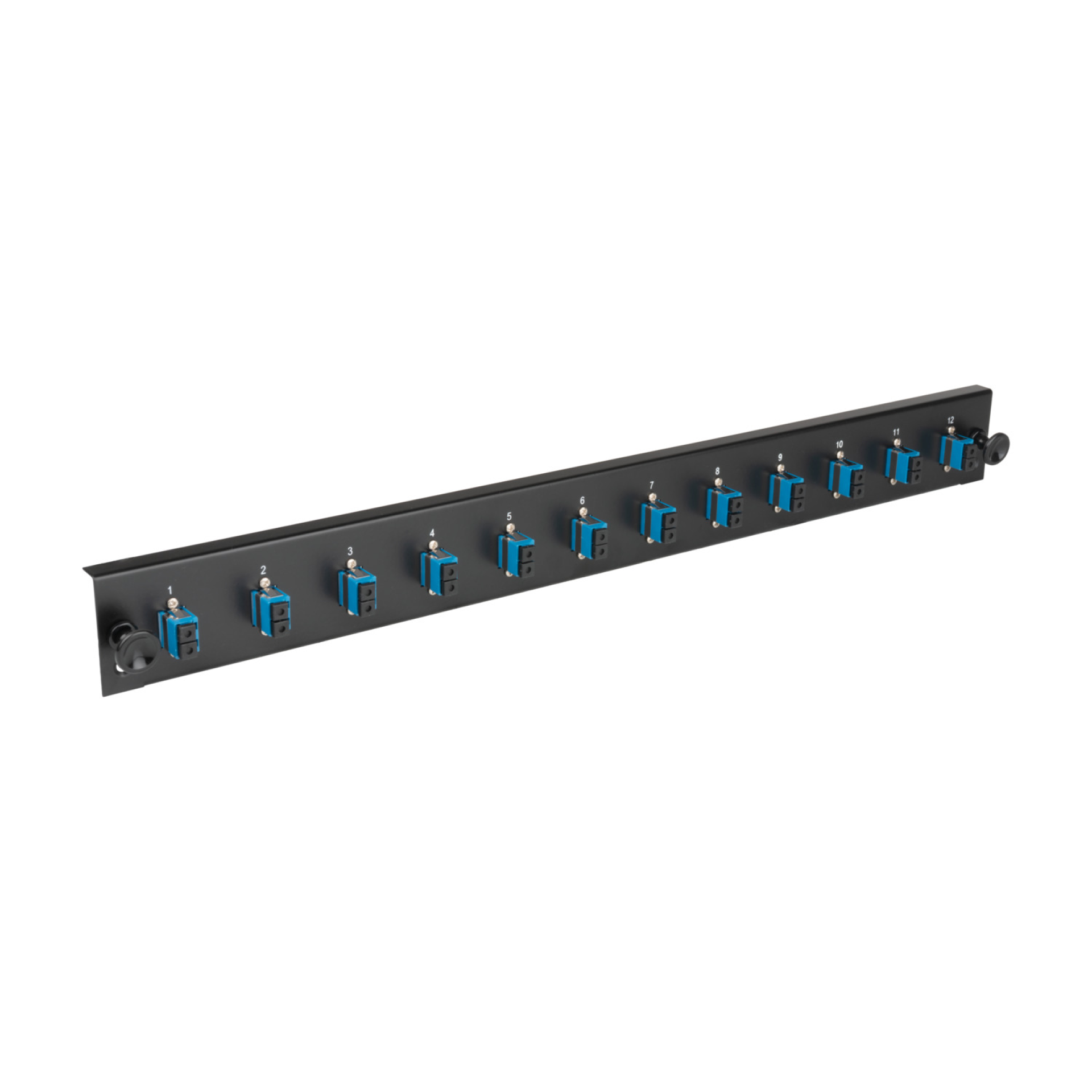Equipped Front Panel with 24 x SC Duplex Adapter OM3 vertical, black