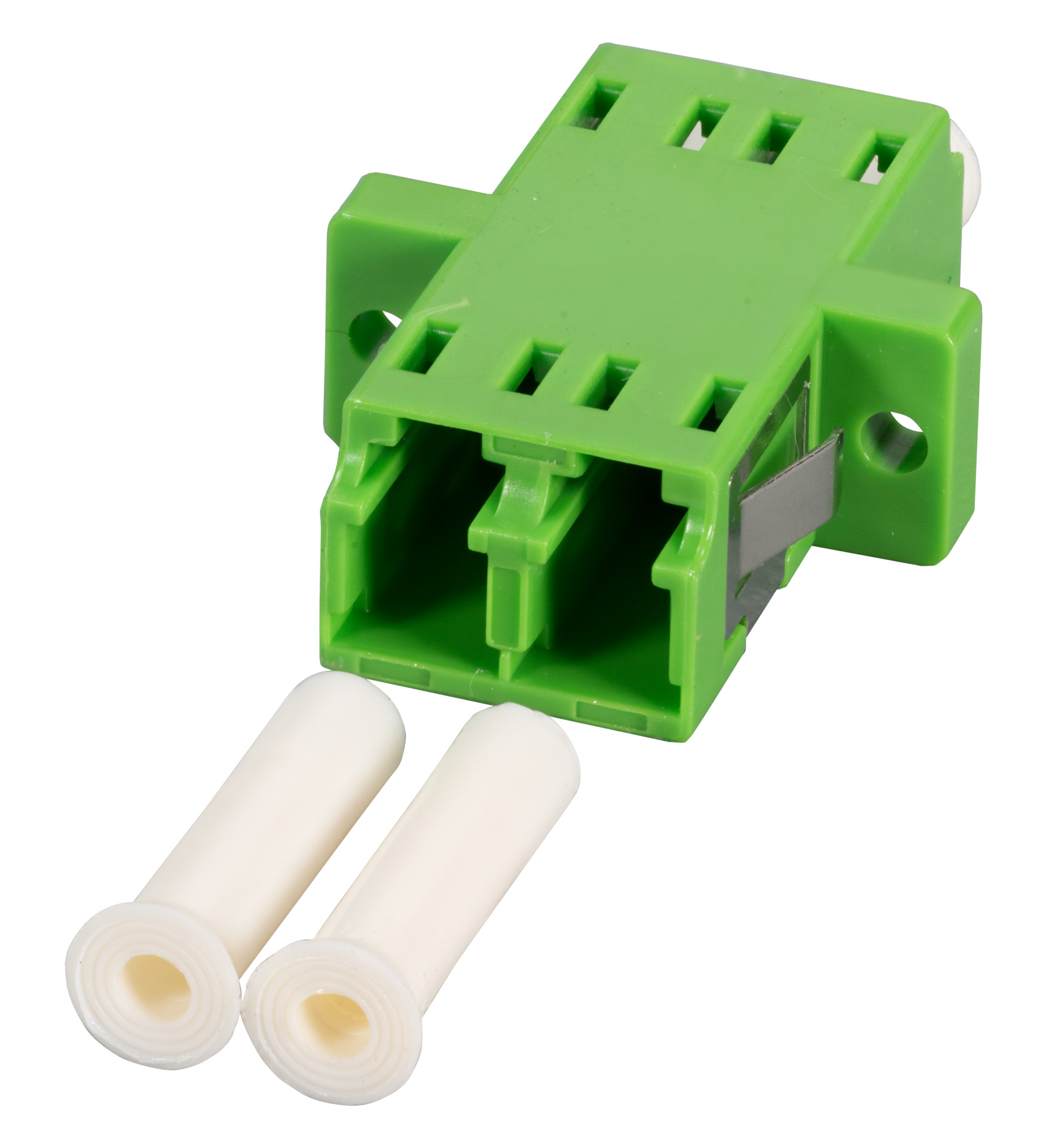Adapter LC Duplex OM5 one piece, lime green, ceramic sleeve, SC Simplex