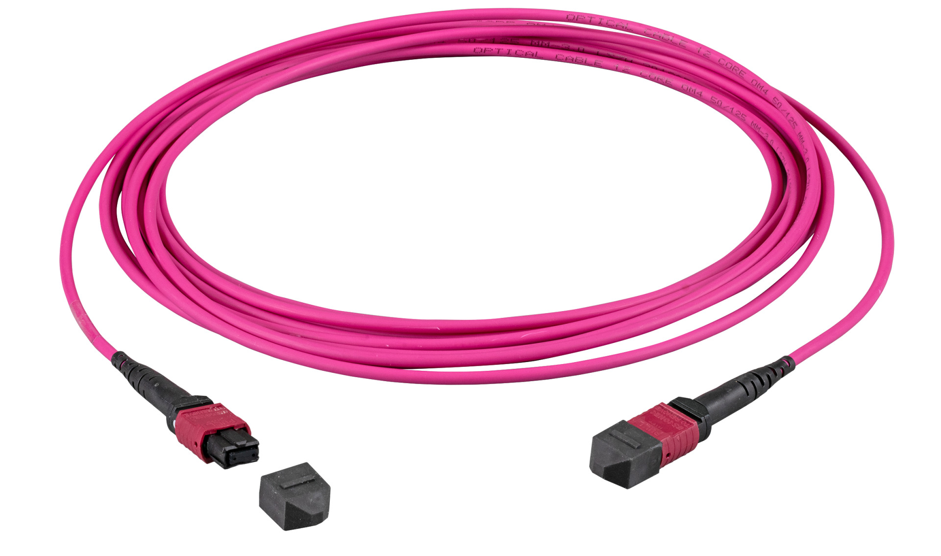 MTP®-F/MTP®-F 12-fiber matrix patch cable OM4, LSZH erica-violet, Code B, 30m