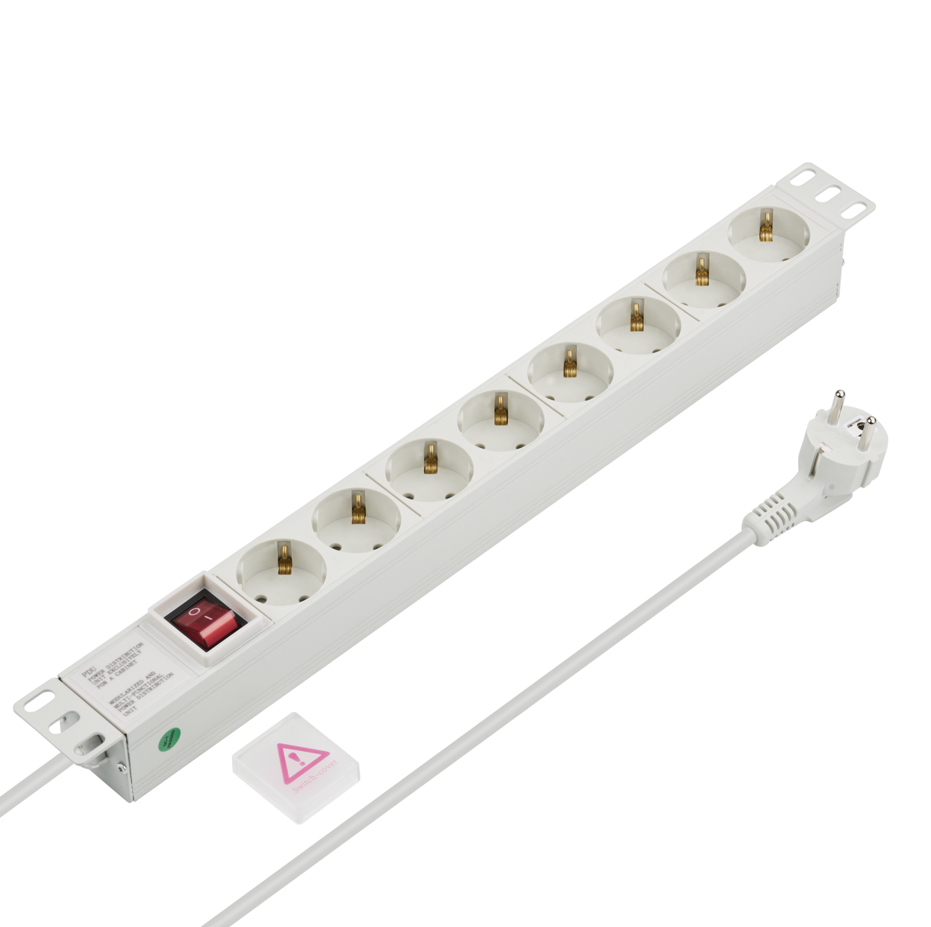 19" 1U Socket Strip 8 x CEE 7/3 with Switch