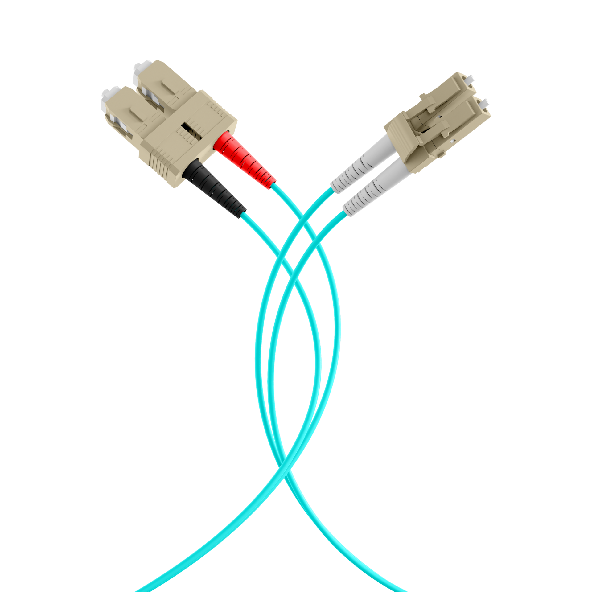 Duplex Patchcable LC-SC OM3 50m LSZH 2mm aqua