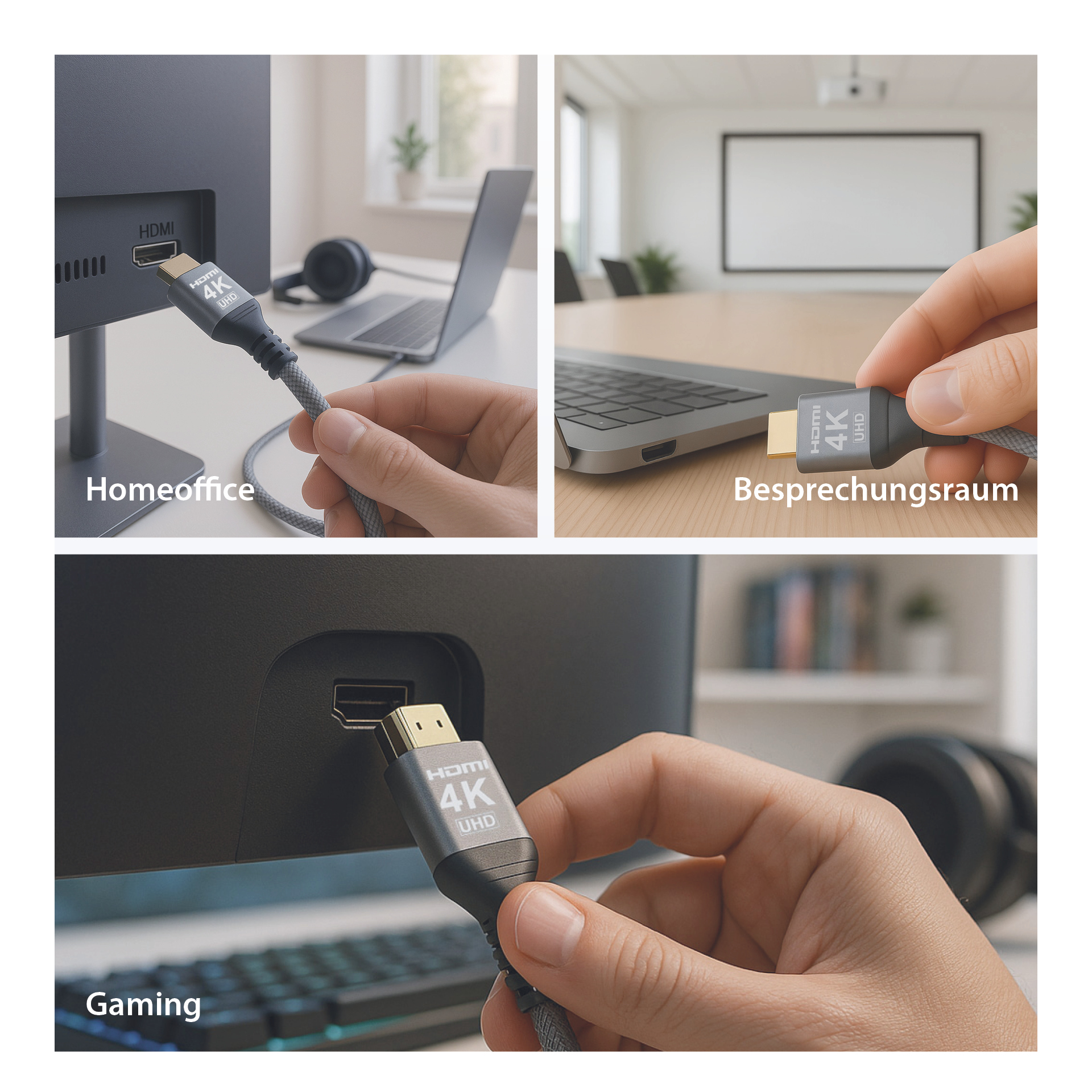 HDMI cable high-speed with Ethernet4K60Hz 18Gbit/s 10m gray comp. with HDMI 2.0