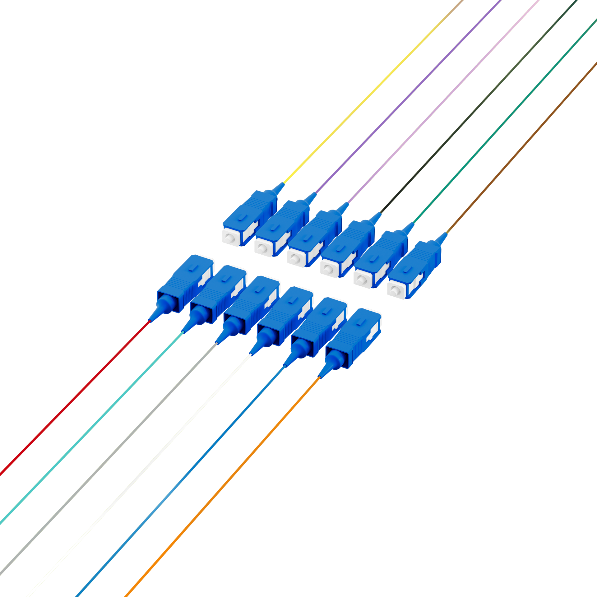 Fiber Pigtail SC OS2 G652D-colored set 2m - 12 pieces