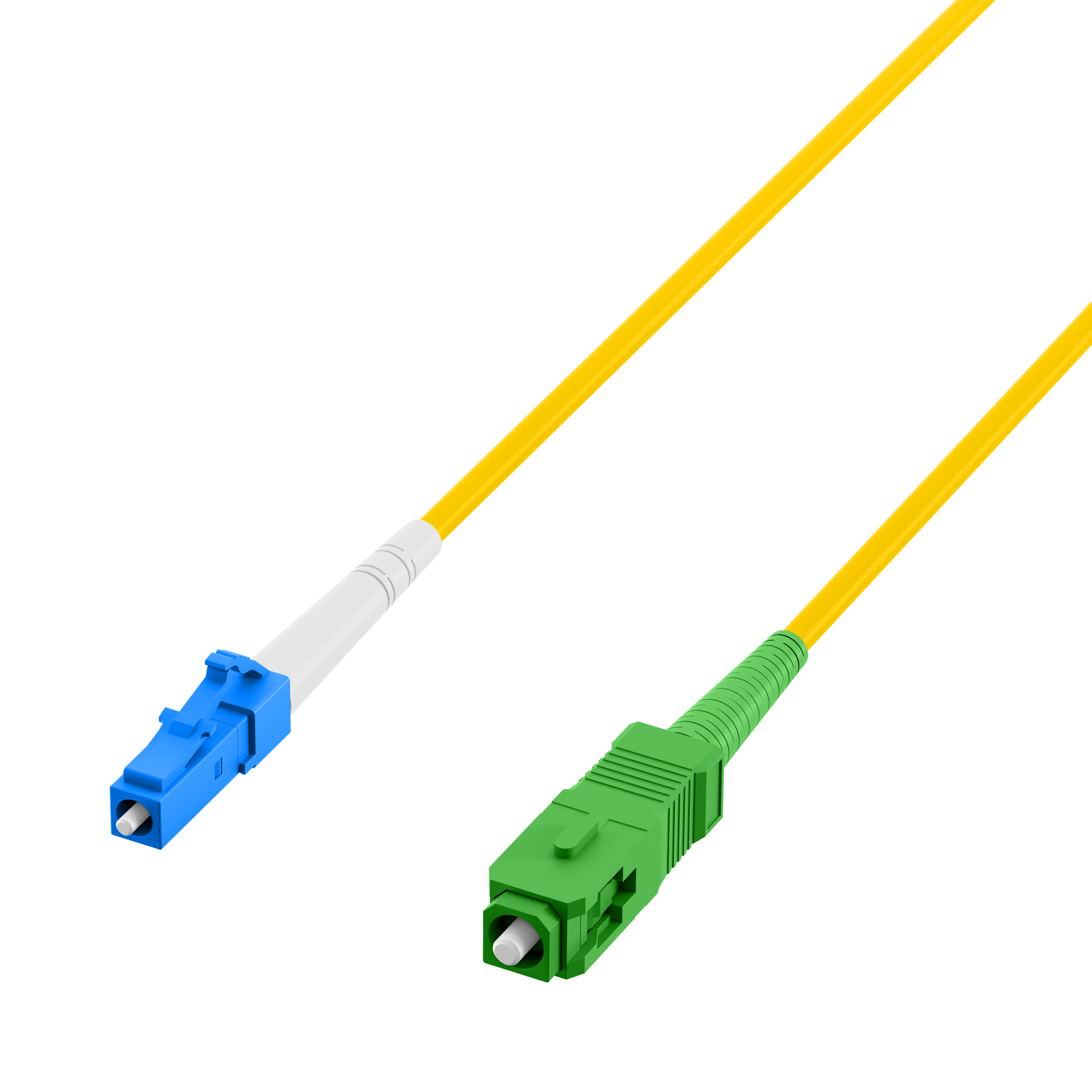 Simplex patch cable LC-SC/APC OS2 G657A2 1m LSZH 2mm yellow