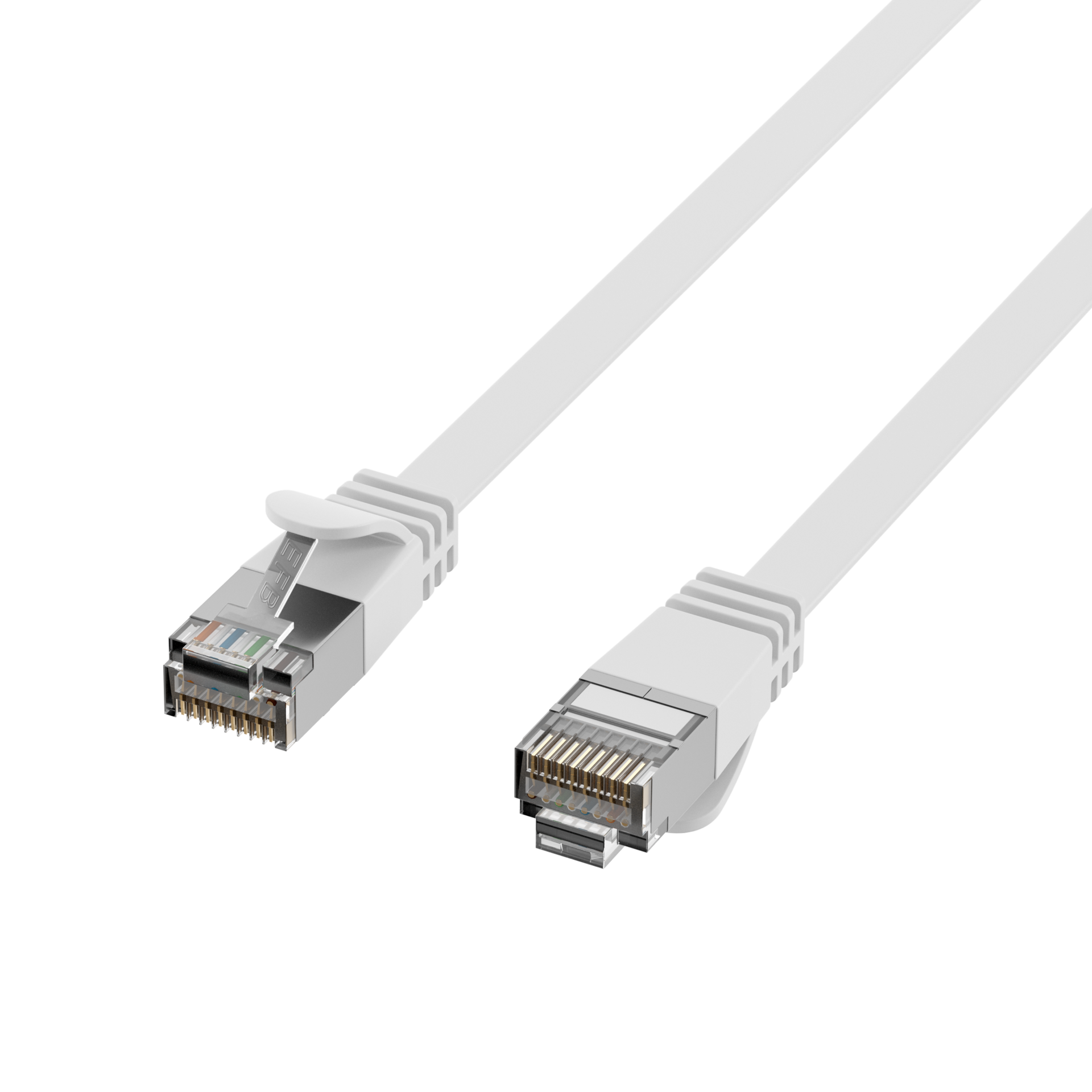 RJ45 Flat Patch Cord Cat.6A U/FTP PVC white