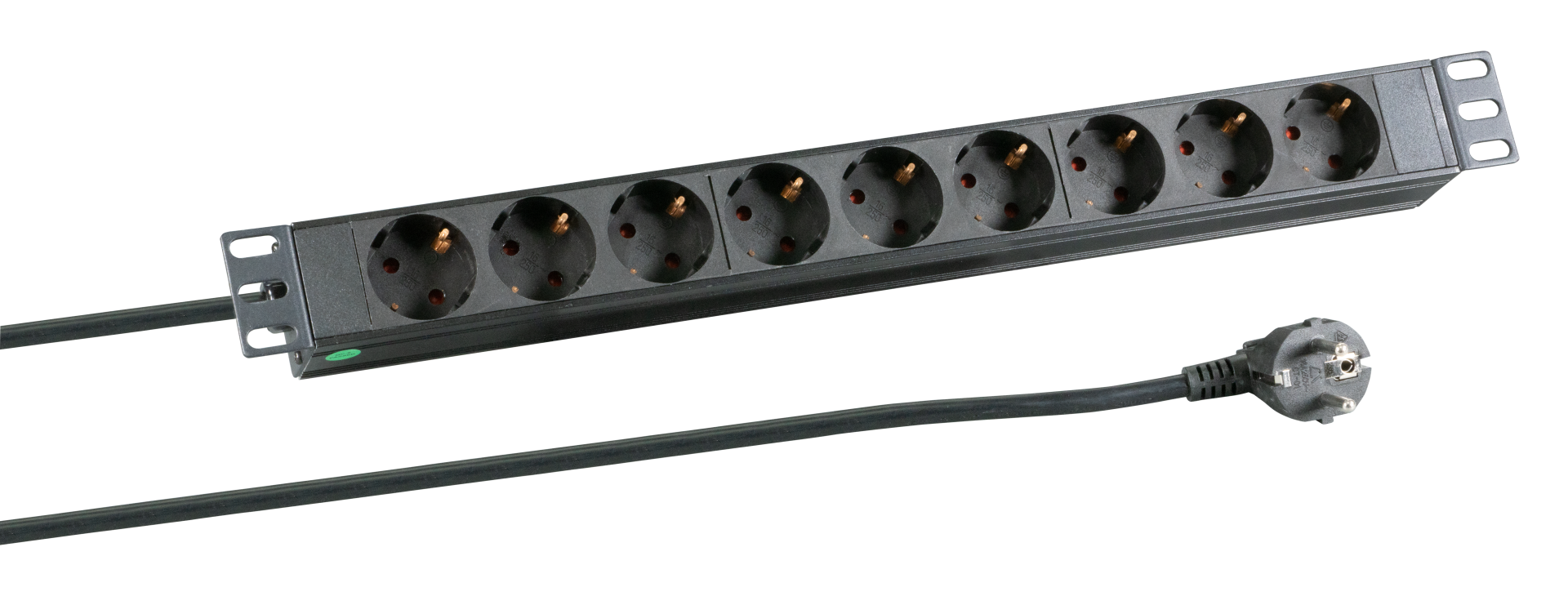 19" 1U Socket Strip 9 x CEE 7/3 without Switch