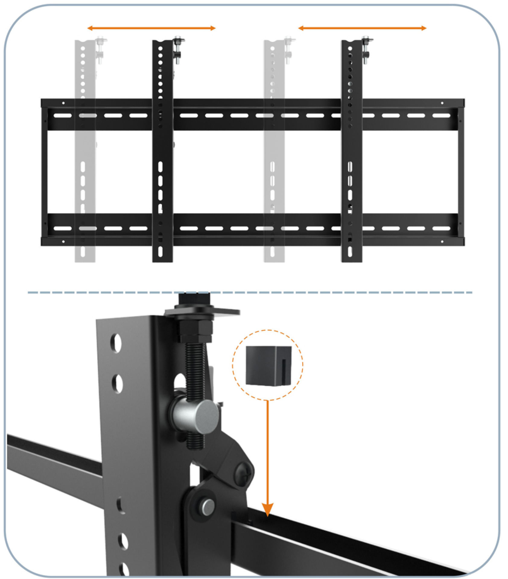 Wall support for 1 LCD TV LED 45"-70", wall distance: 76mm, black