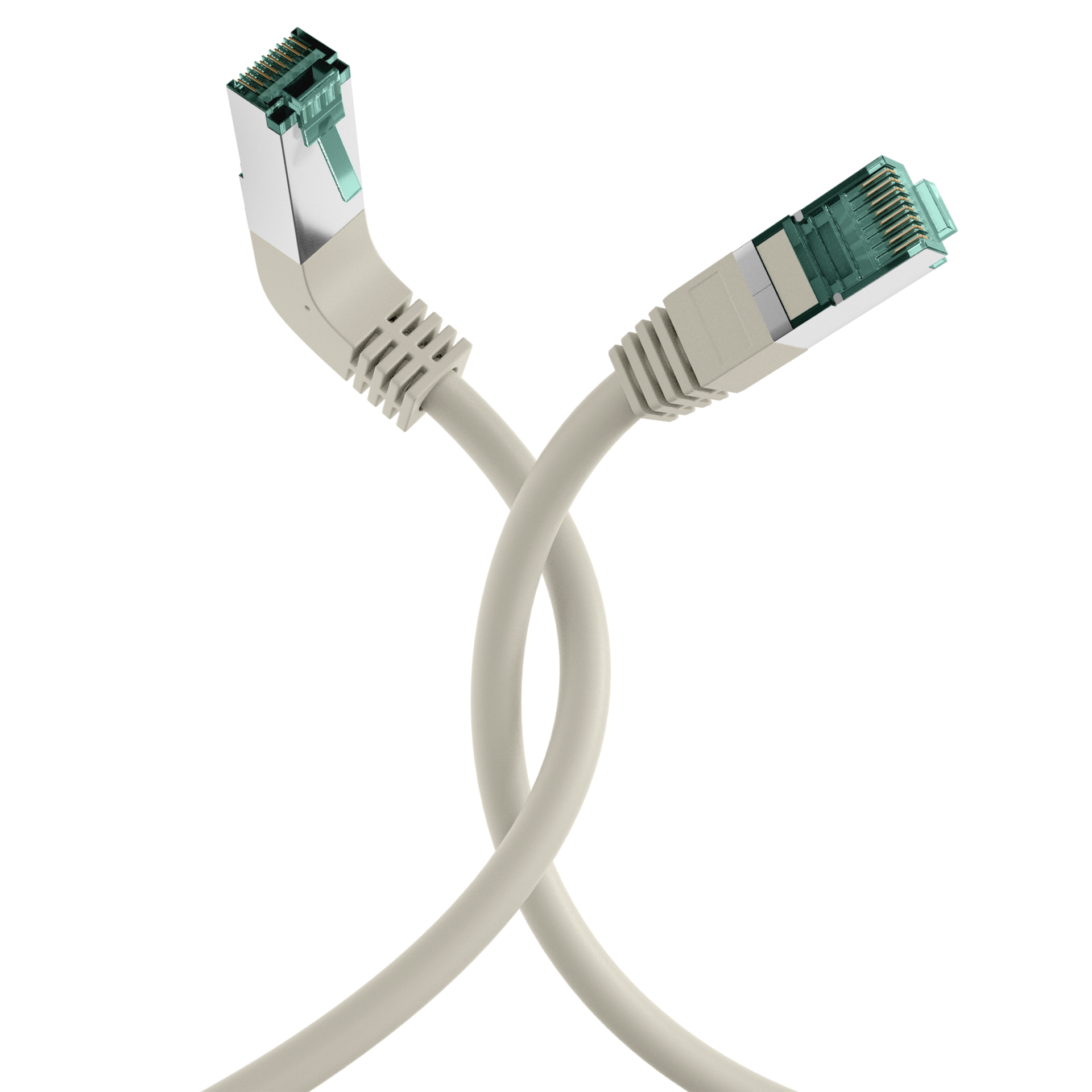 RJ45 Patch Cord Cat.6A S/FTP LSZH 1x90° grey 2m