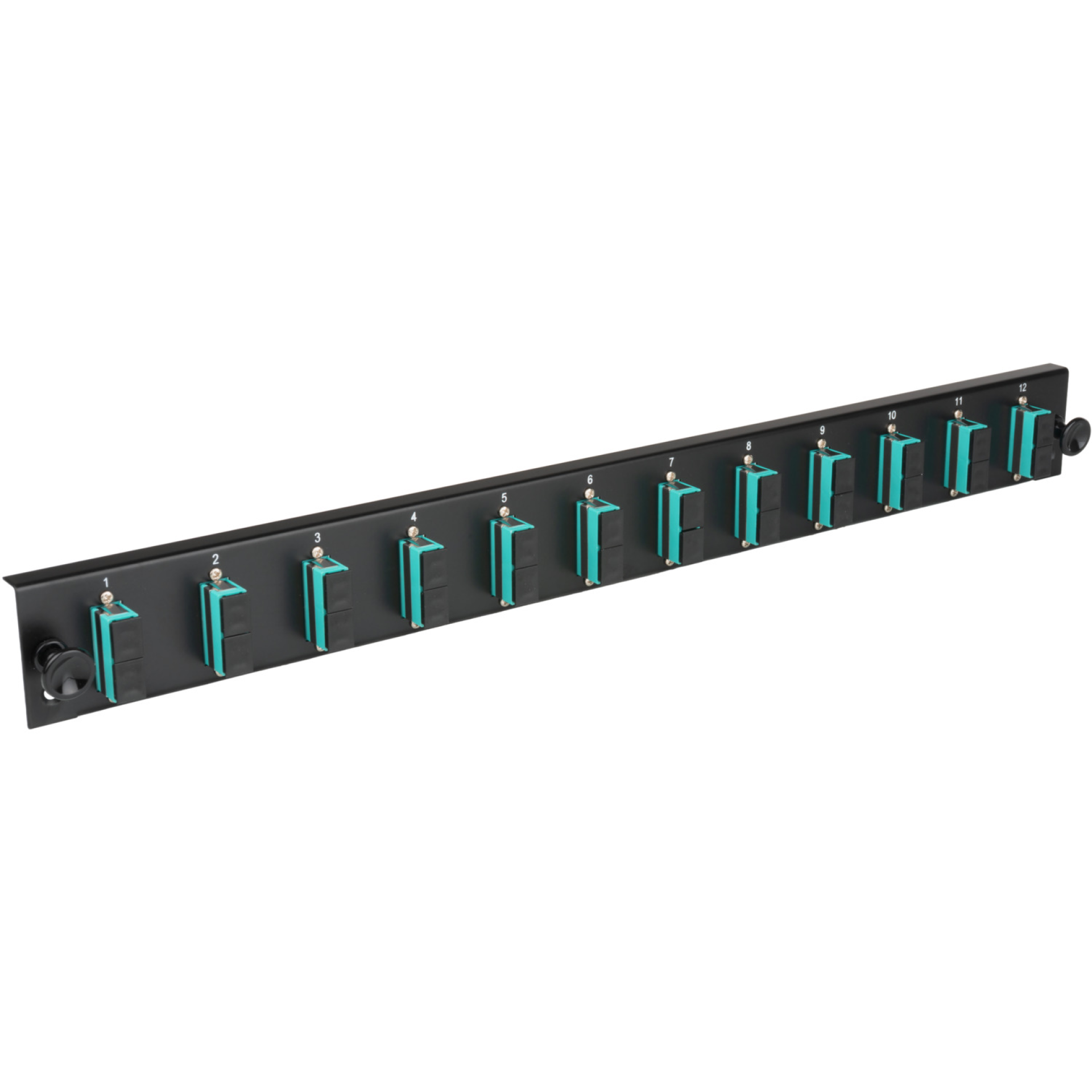 Equipped Front Panel with 12 x SC Duplex Adapter OM4 vertical, black