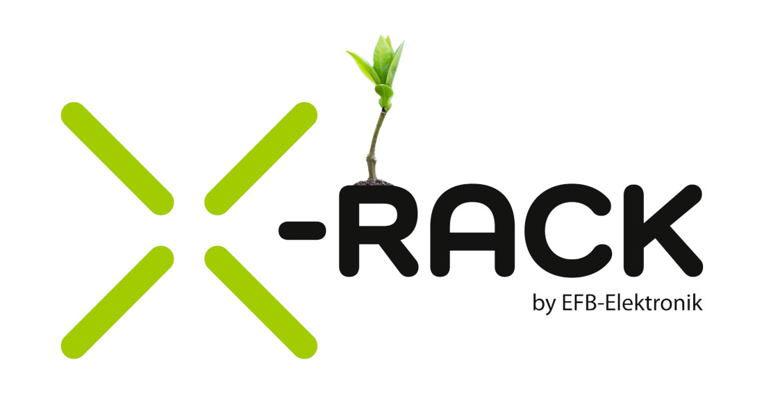 En lille plante vokser ud af X-Rack-logoet En lille plante vokser ud af X-Rack-logoet