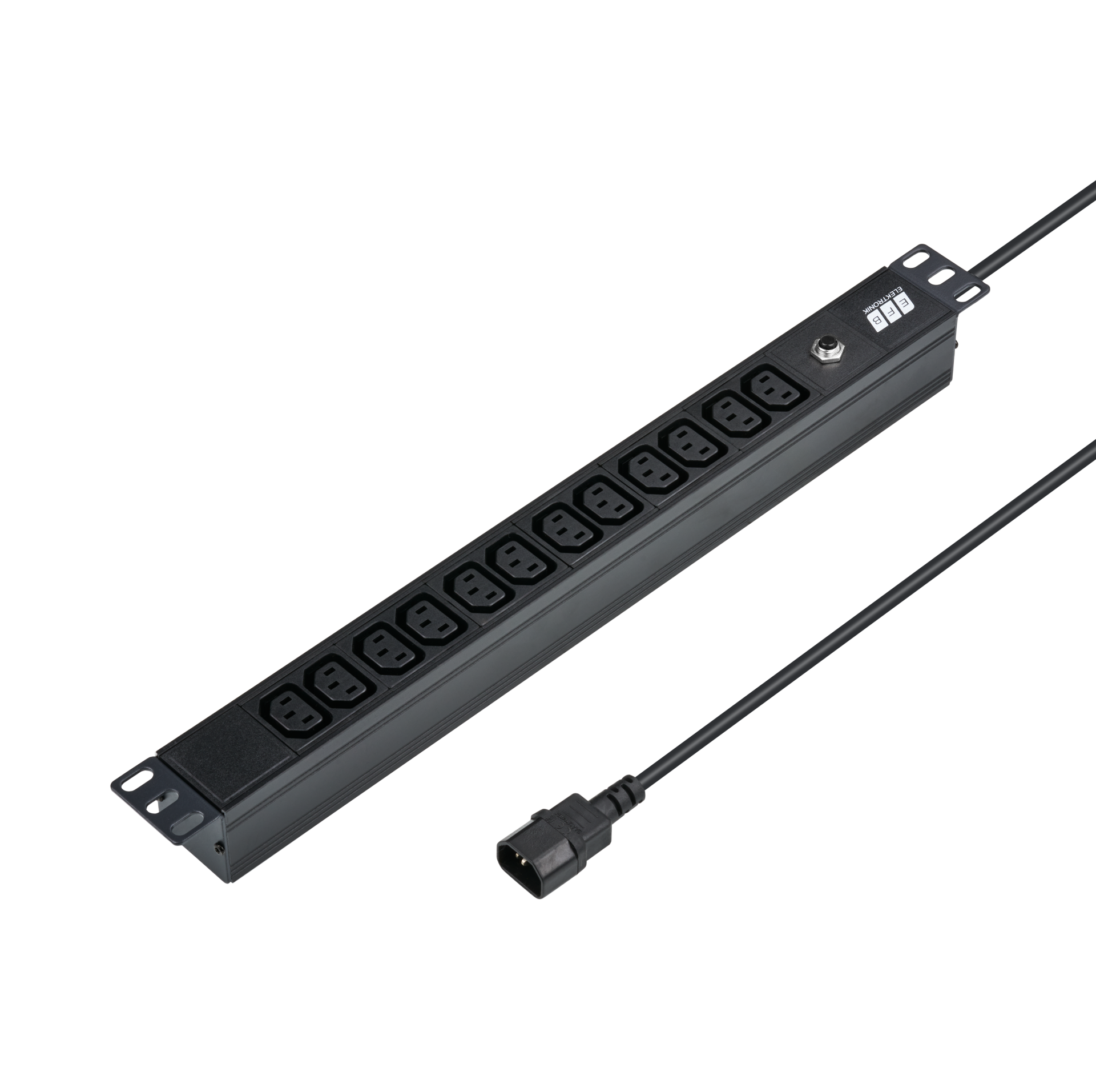 19“ 1U Socket Strip,12 x C13 without Switch, Cable C14