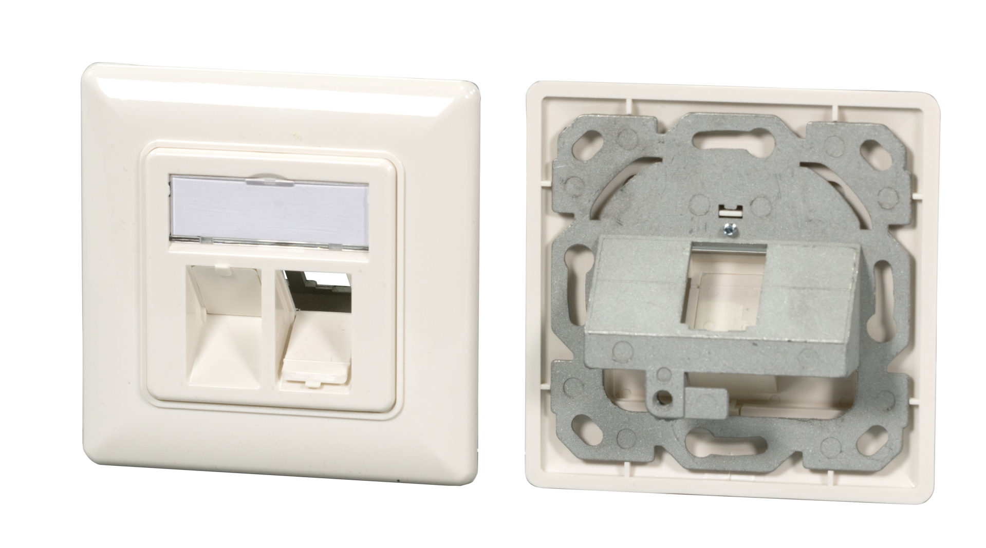 Rahmenset 2-Port, für Keystones,,DIN49075, RAL9010