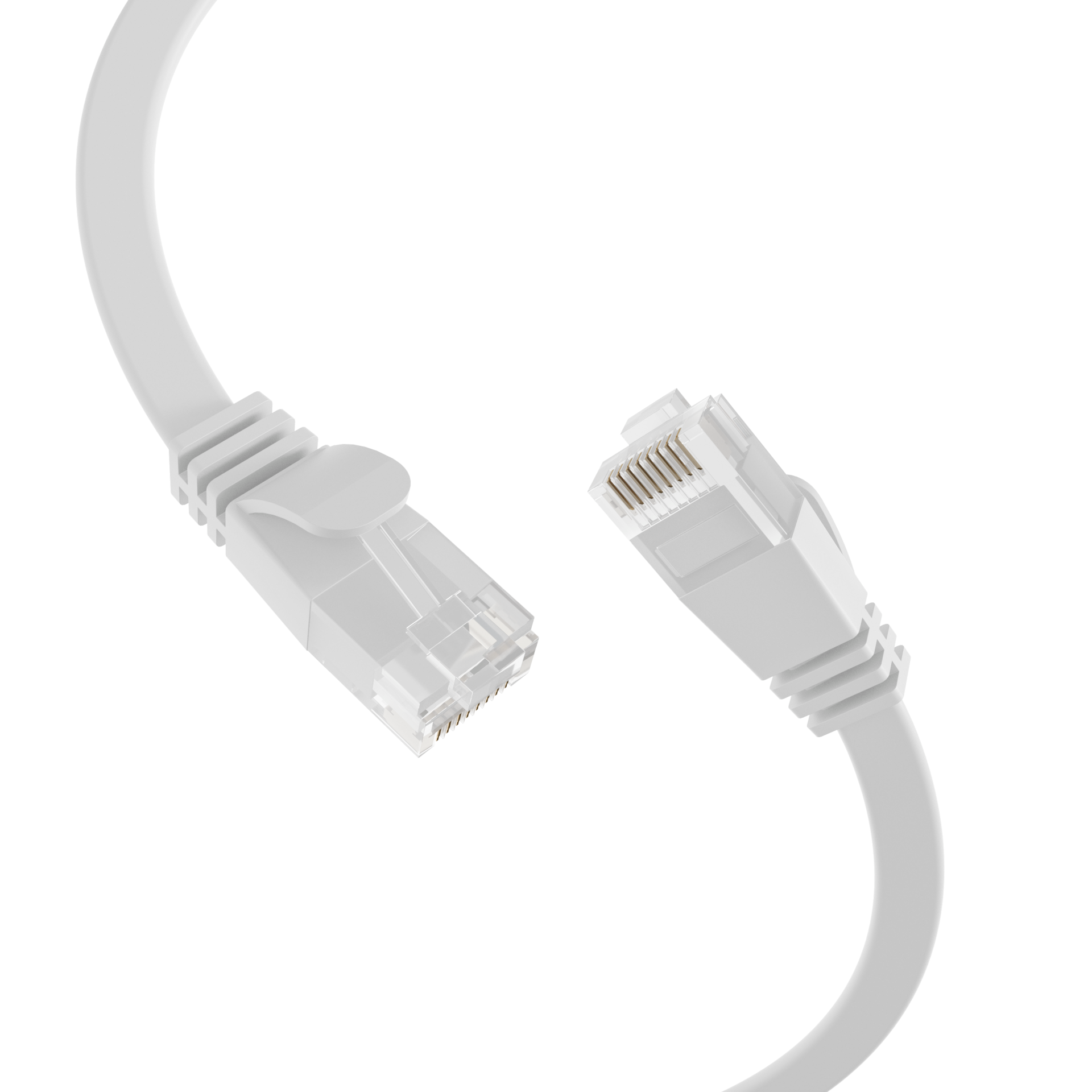 RJ45 Flat Patch Cord Cat.6A U/UTP PVC white 0.25m