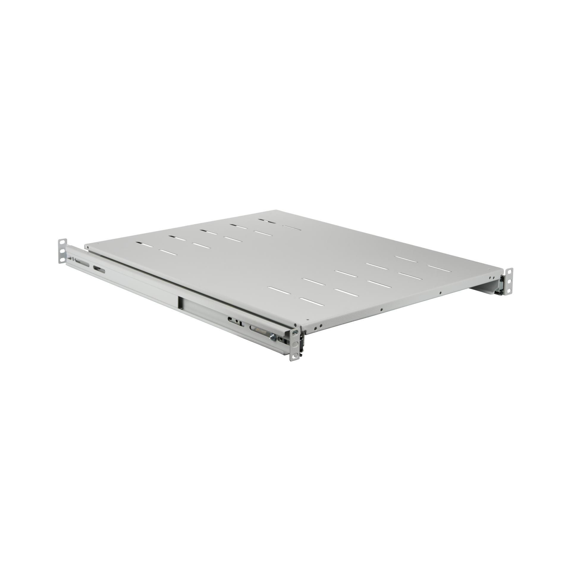 19" 1U Pull-Out Shelf, MD 608..812 mm, Max. Load 30 kg, CD 800, RAL7035