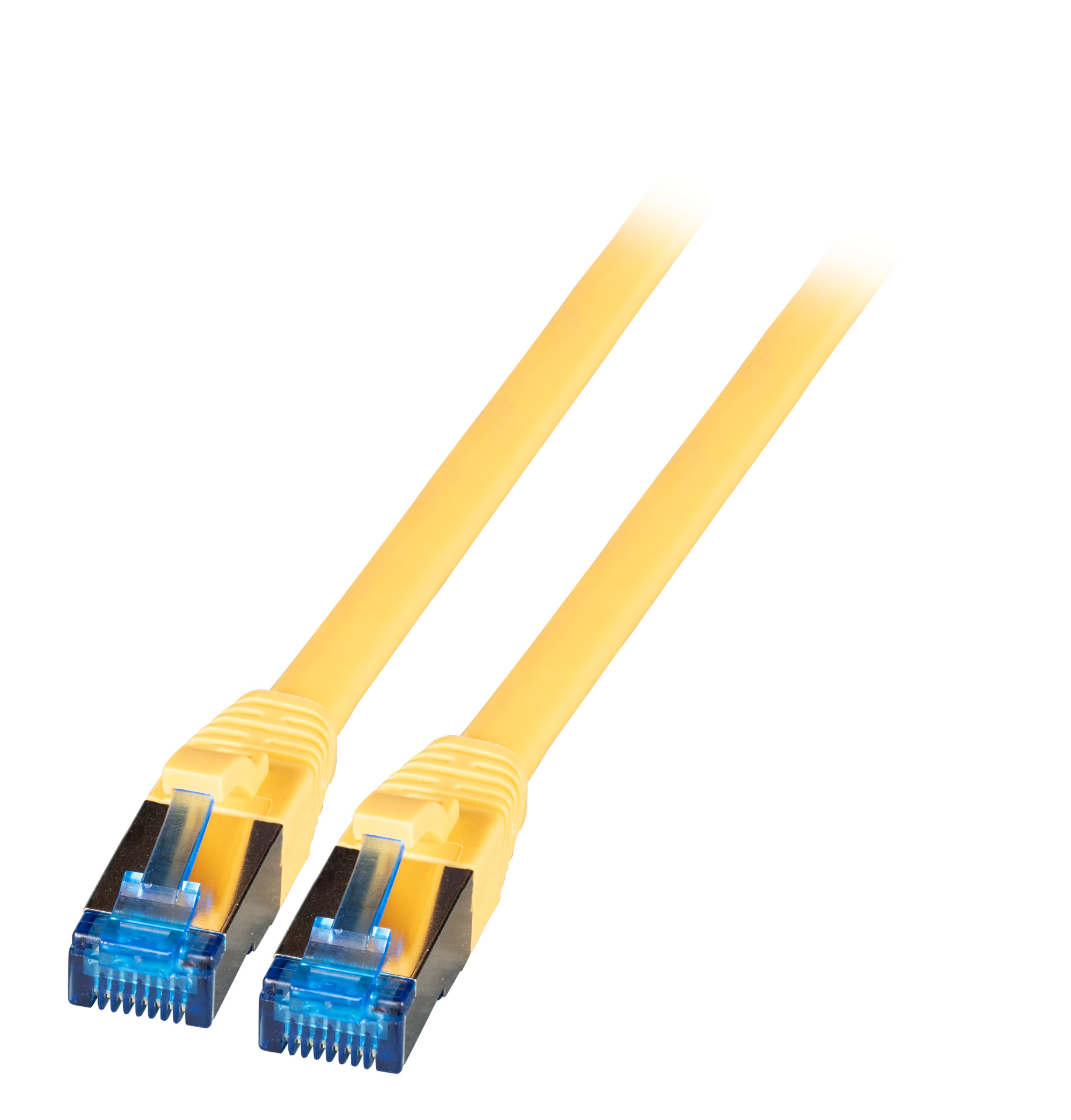 RJ45 Patch cable S/FTP, Cat.6A, Cat.7 Raw cable TPE superflex, 0,15m, yellow