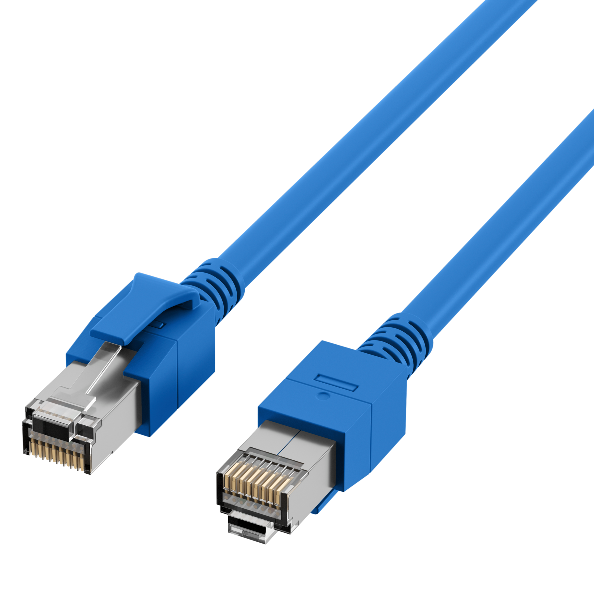 RJ45 Patch Cord Cat.6A S/FTP FRNC VC LED blau 2m