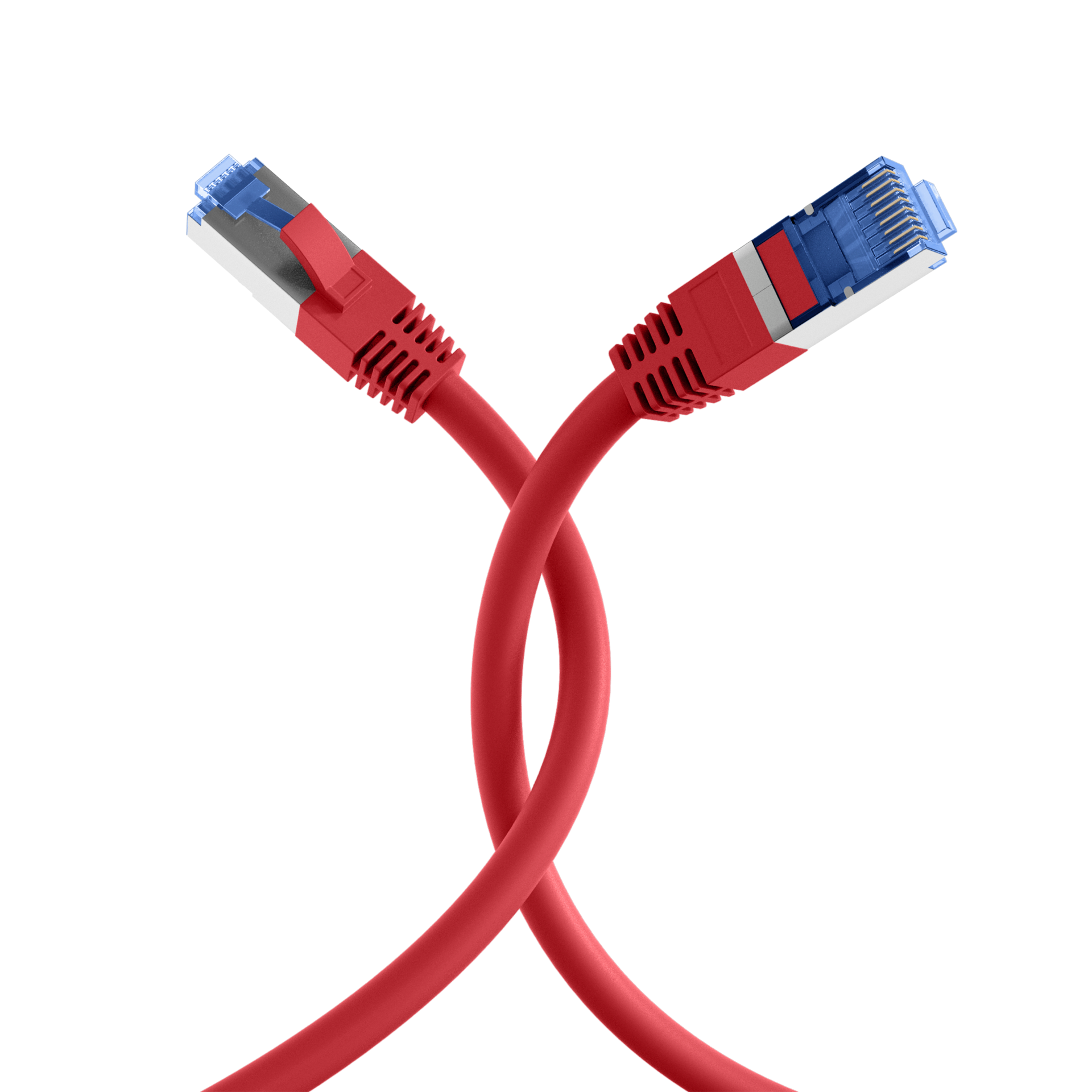 RJ45 Patch Cord Cat.6A S/FTP TPE Cat.7 raw cable superflex red 0,25m