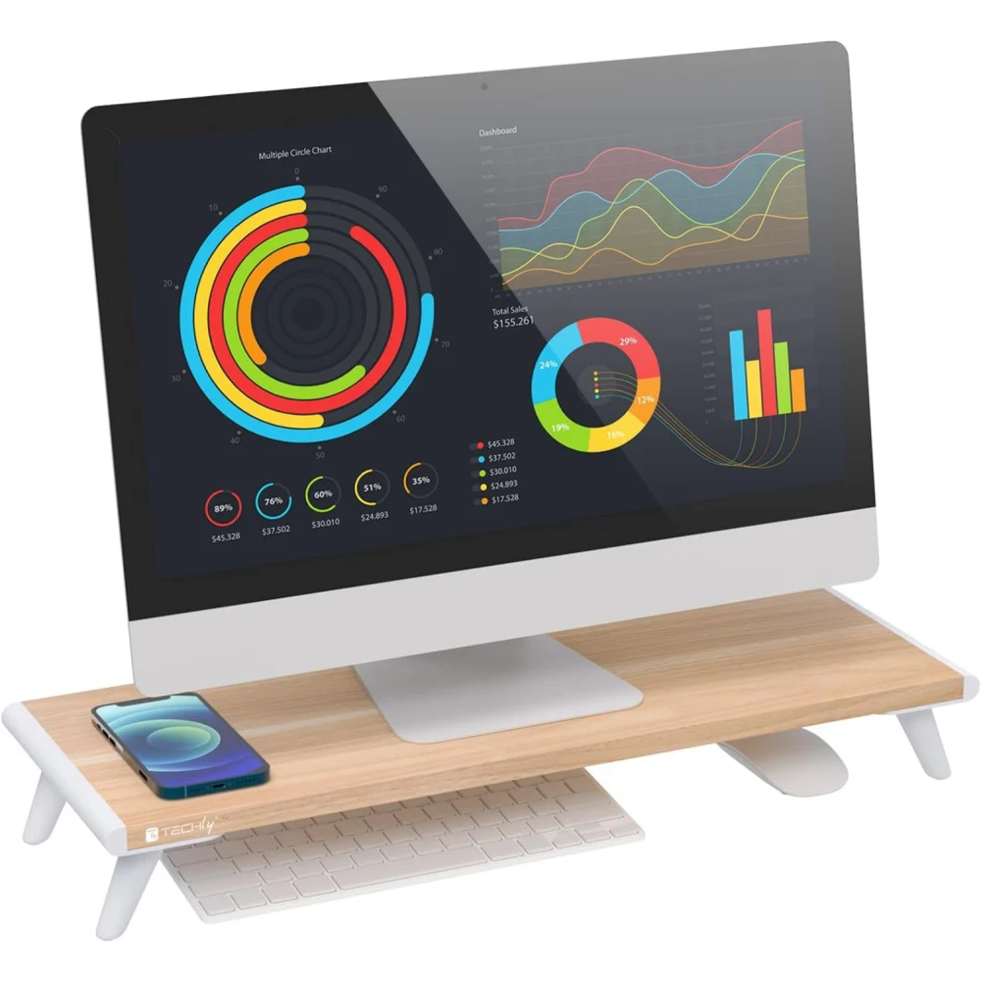 Techly Universal and Ergonomic Monitor Stand