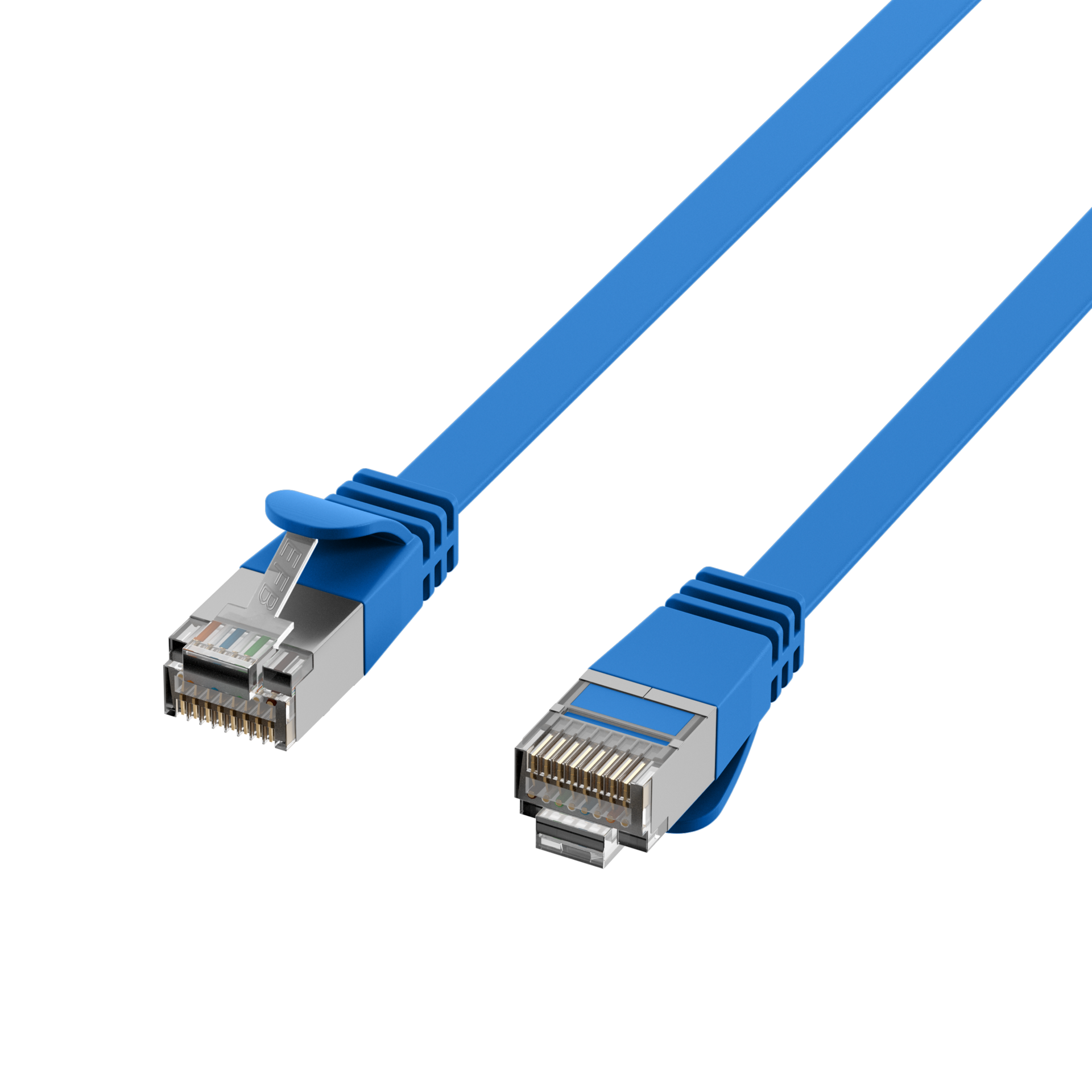 RJ45 Flat Patch Cord Cat.6A U/FTP PVC blue