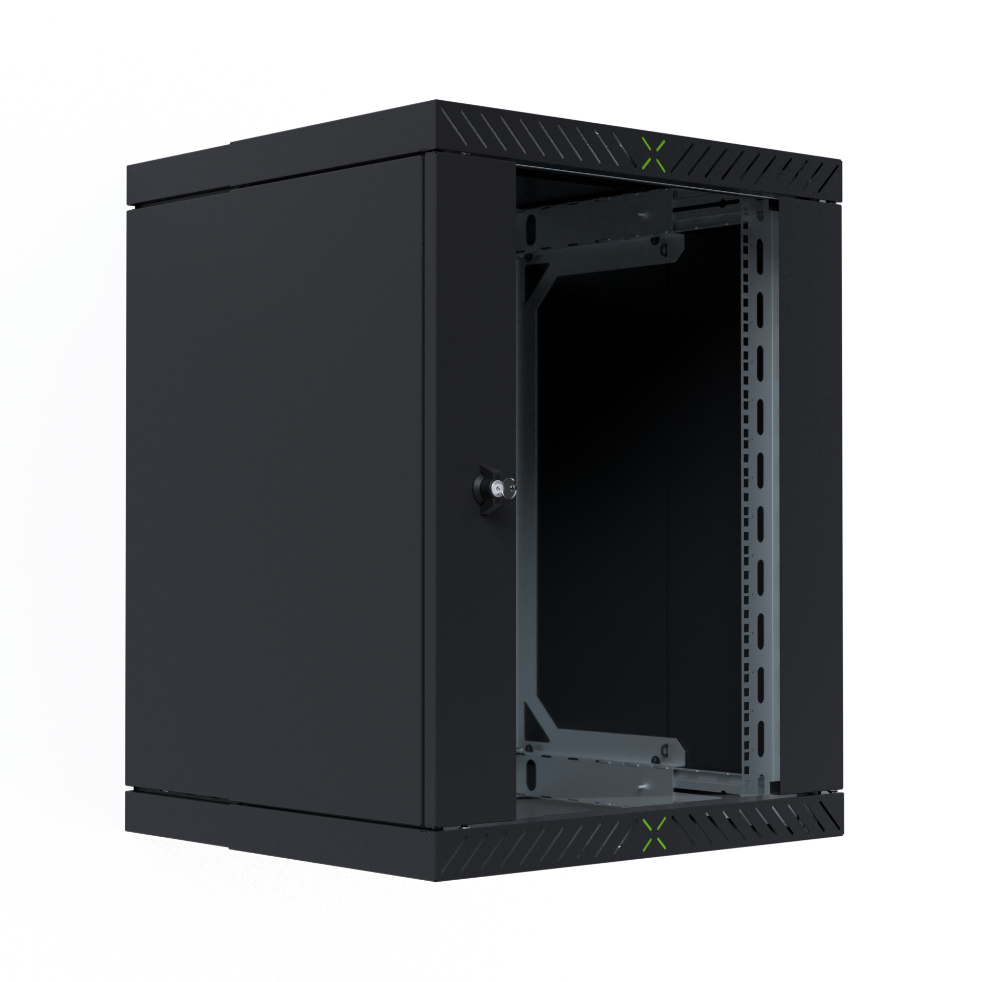 Wall Cabinet X-Rack w. glass door 400-600mm 15U Black RAL9005