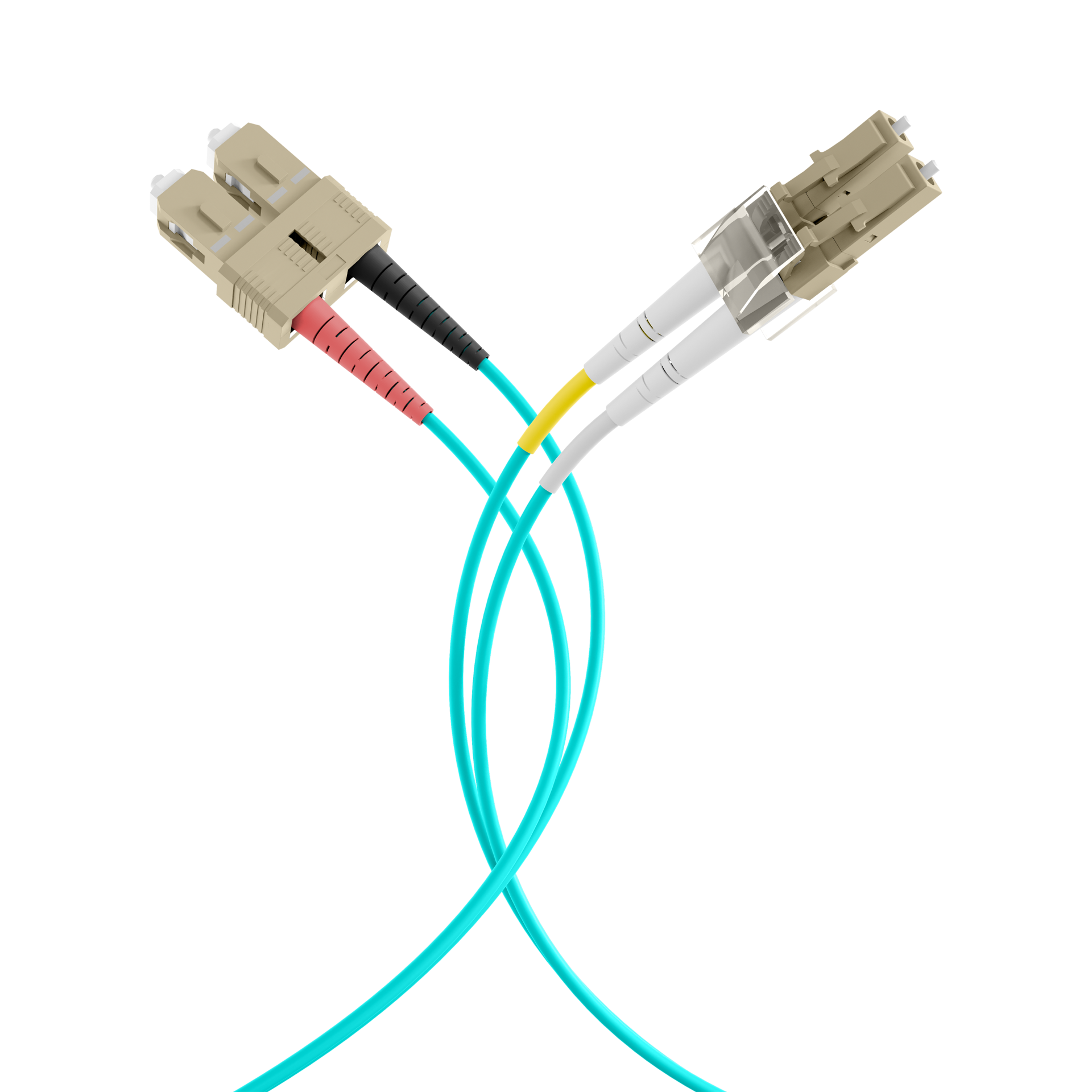 Duplex Patchcable Flat-Twin LC-SC OM3 10m LSZH 3x5mm aqua