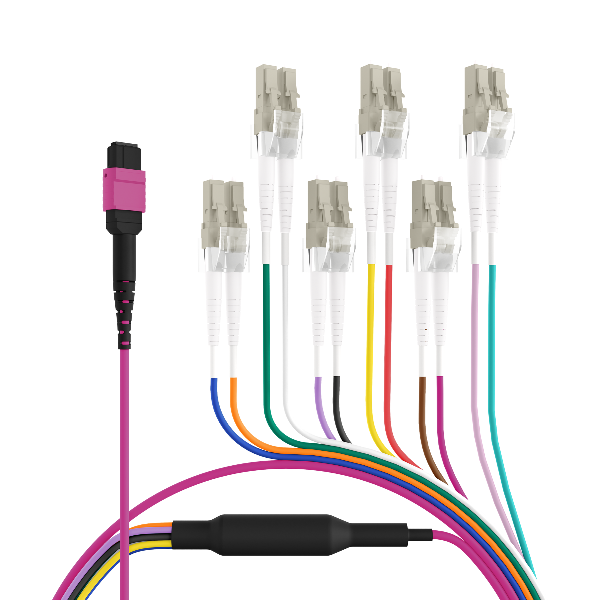 MTP®(F)-LC Trunk cable OM4 12 fibers Typ B LSZH erica-violet 2m