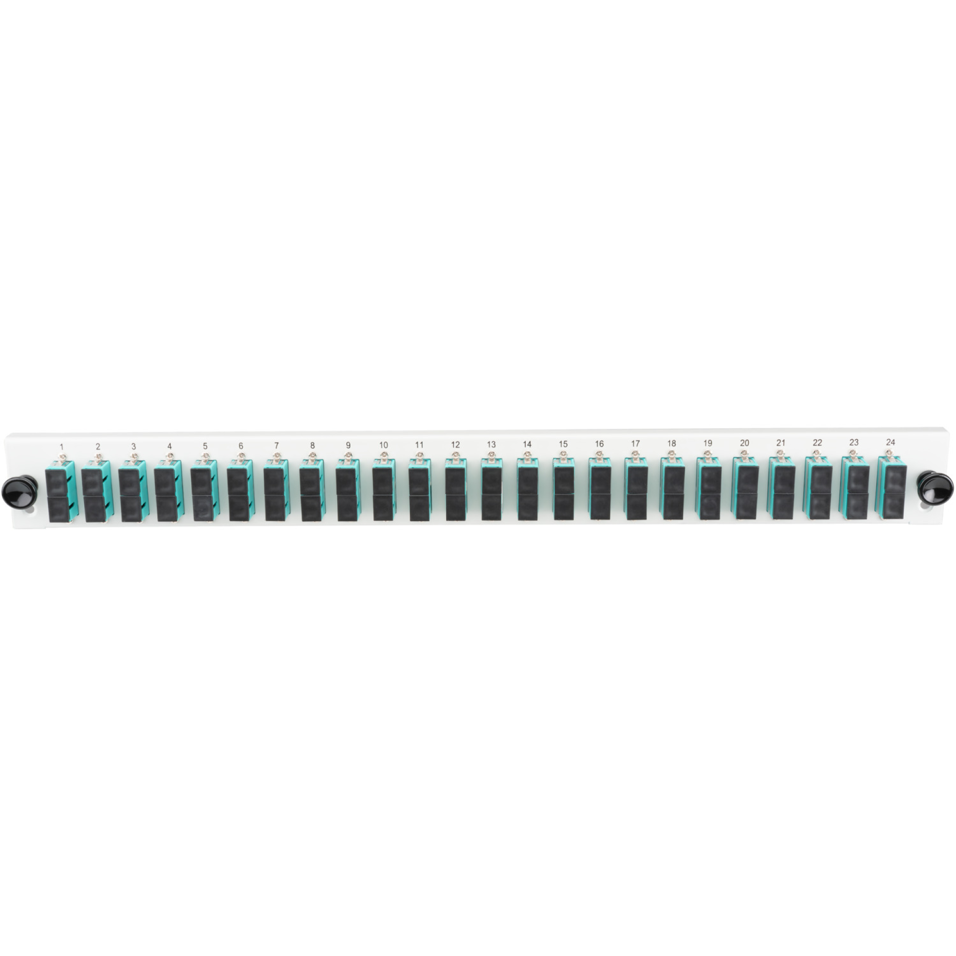 Equipped Front Panel with 24 x SC Duplex Adapter OM4 vertical, grey