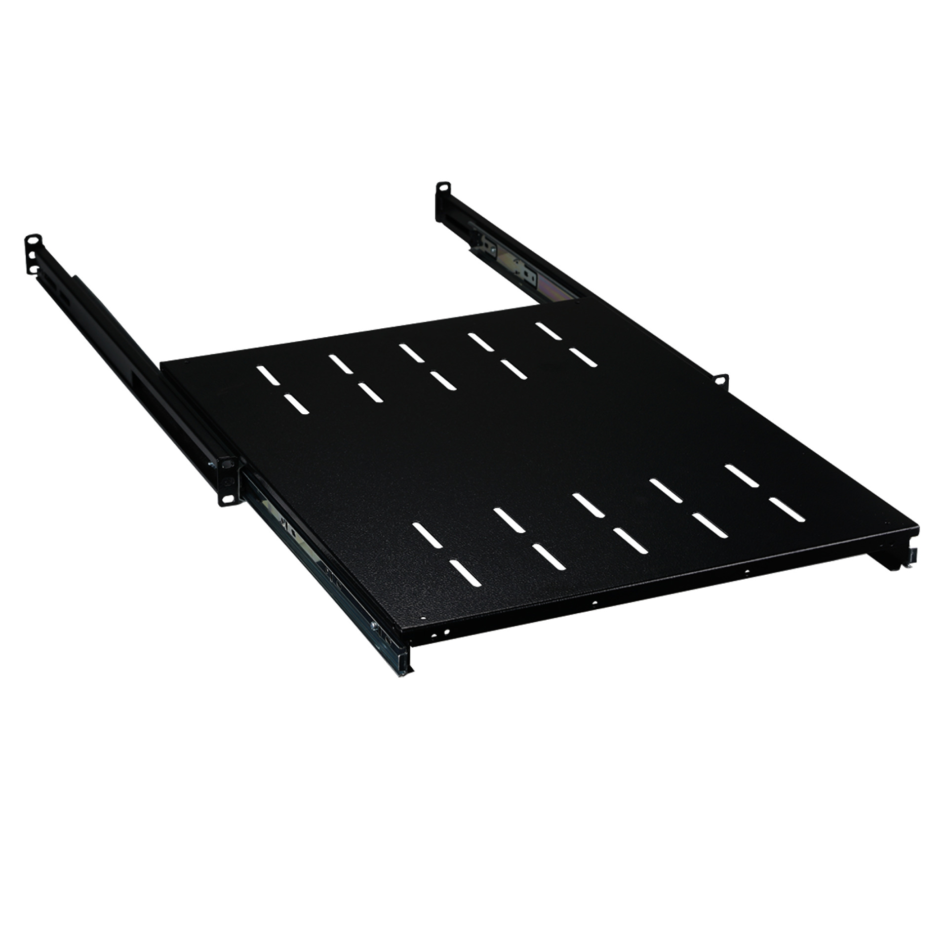 19" 1U Pull-Out Shelf, MD 608..812 mm, Max. Load 30 kg, CD 800, RAL9005