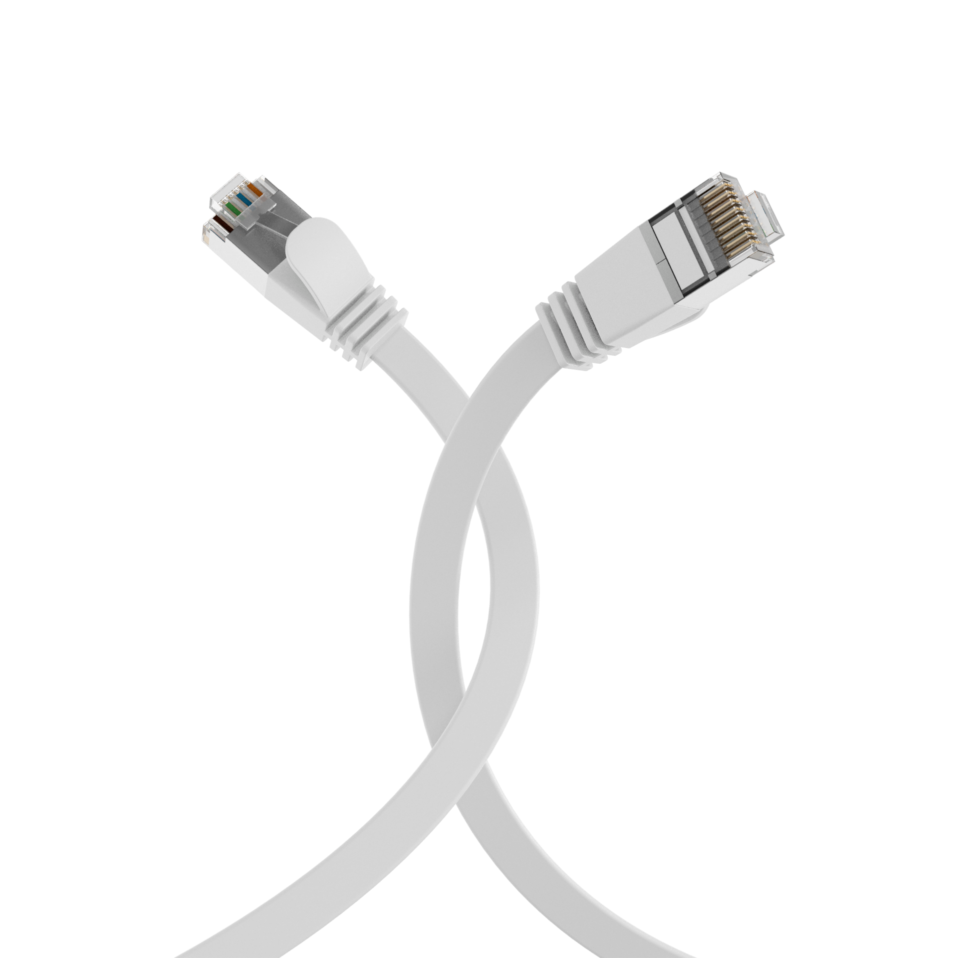 RJ45 Flat Patch Cord Cat.6A U/FTP PVC white 0,5m