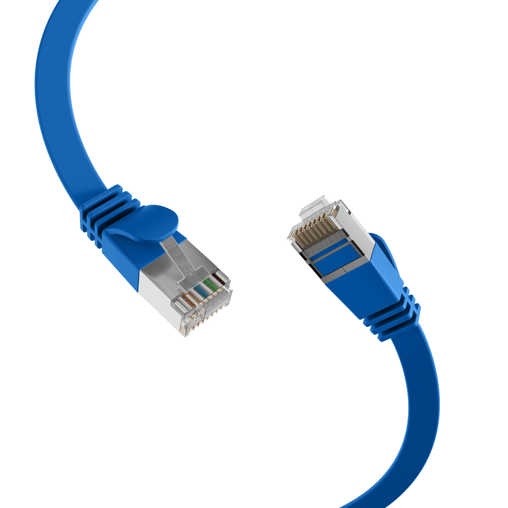 RJ45 Flat Patch Cord Cat.6A U/FTP PVC blue