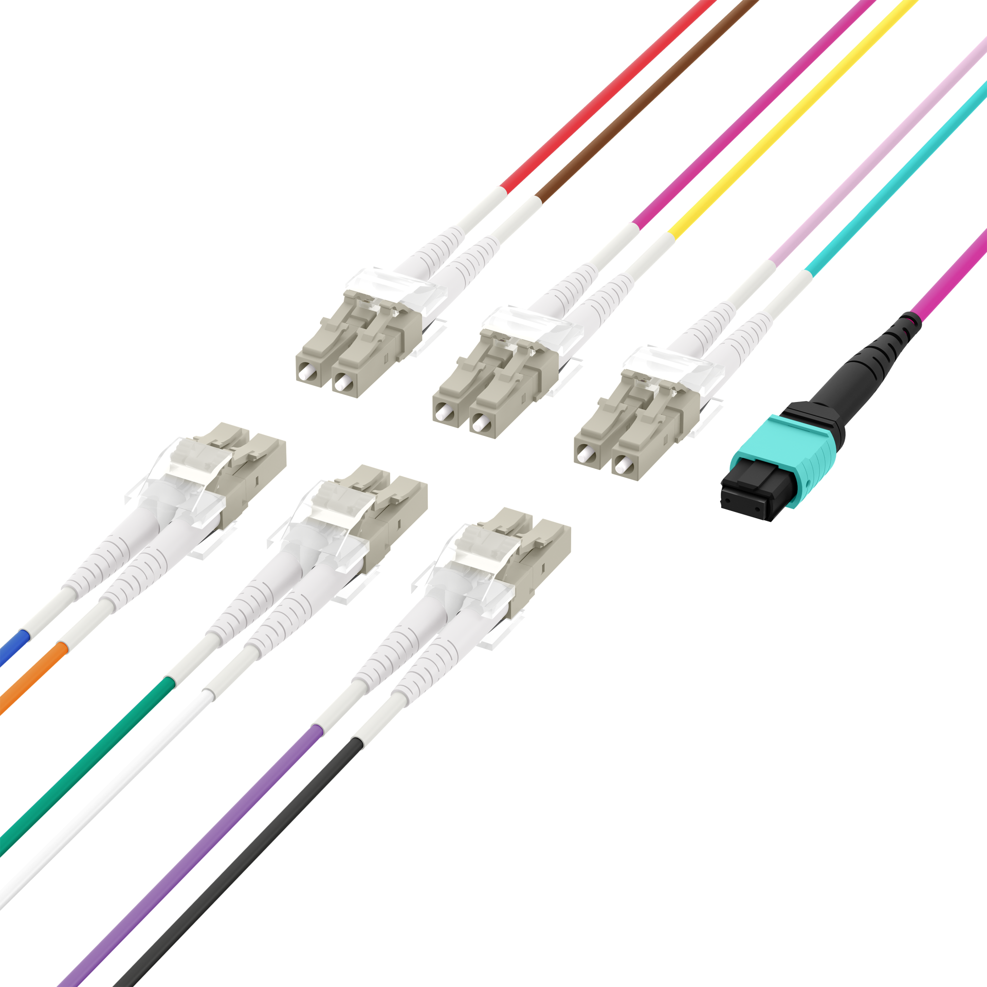 MTP®(F)-LC Trunk cable OM3 12 fibers Typ B LSZH aqua 3m