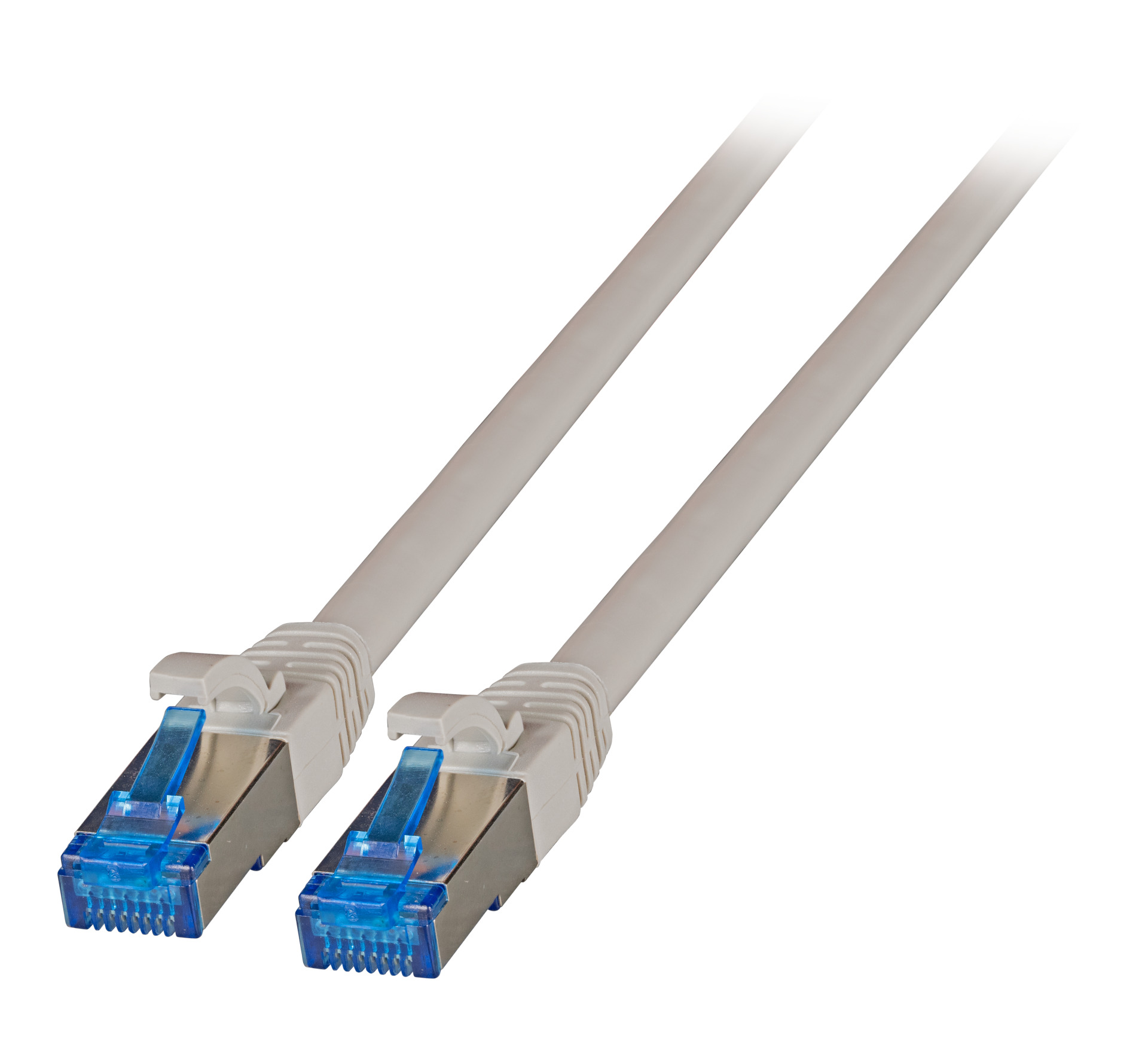 RJ45 Patch cable S/FTP, Cat.6A, Cat.7 Raw cable TPE superflex, 0,15m, grey