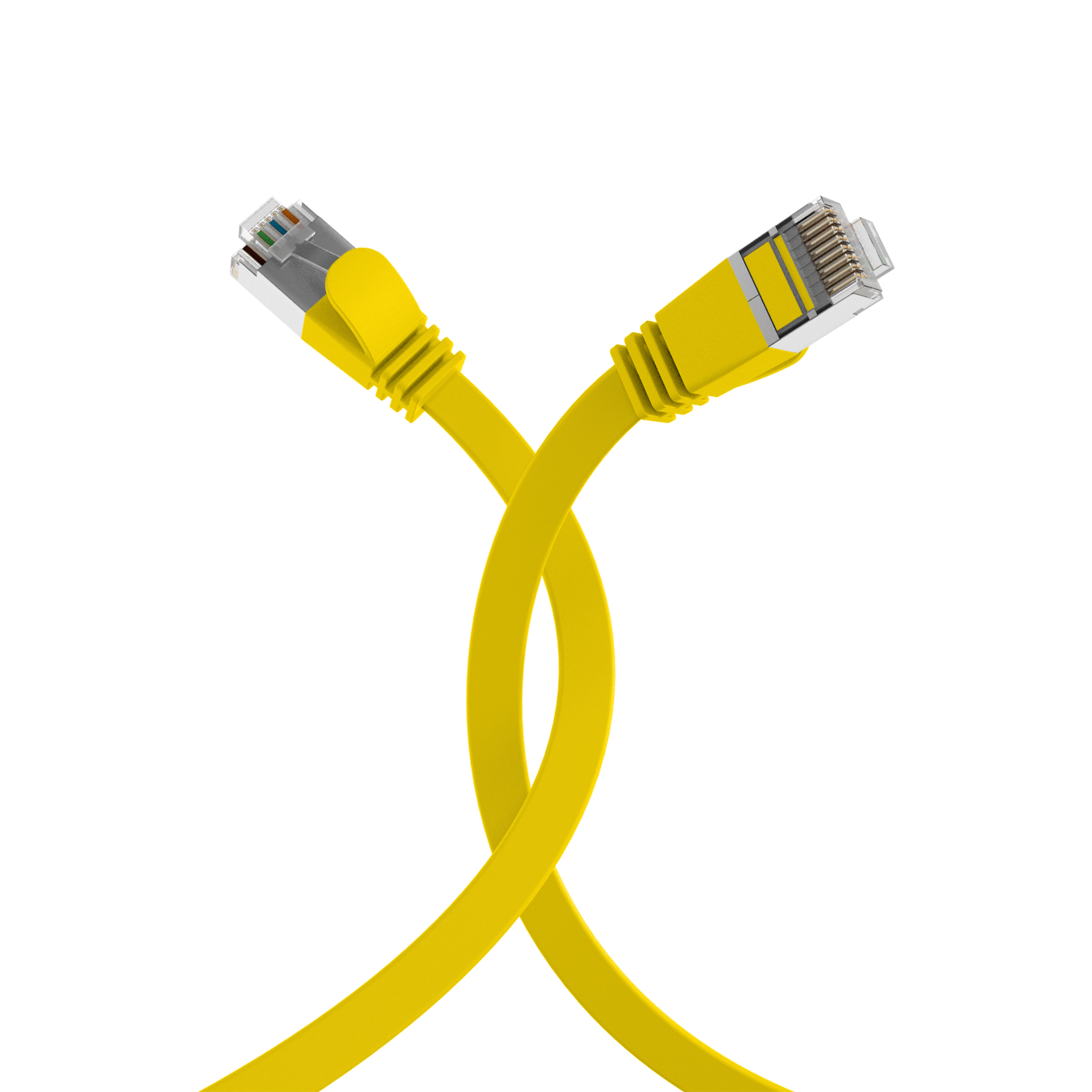 RJ45 Flat Patch Cord Cat.6A U/FTP PVC yellow 5m