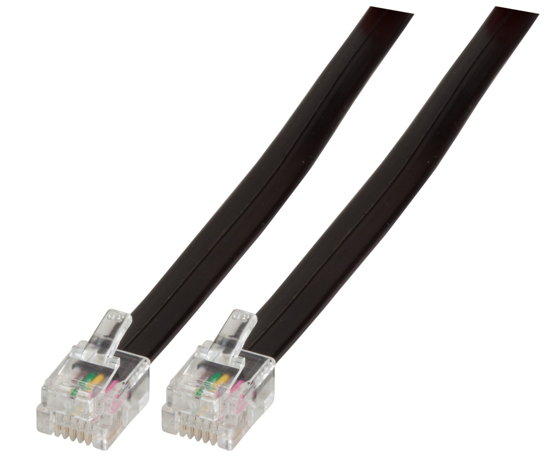 Modular Cable RJ12 (6/6) / RJ12 (6/6), 1:1, Black, 1 m