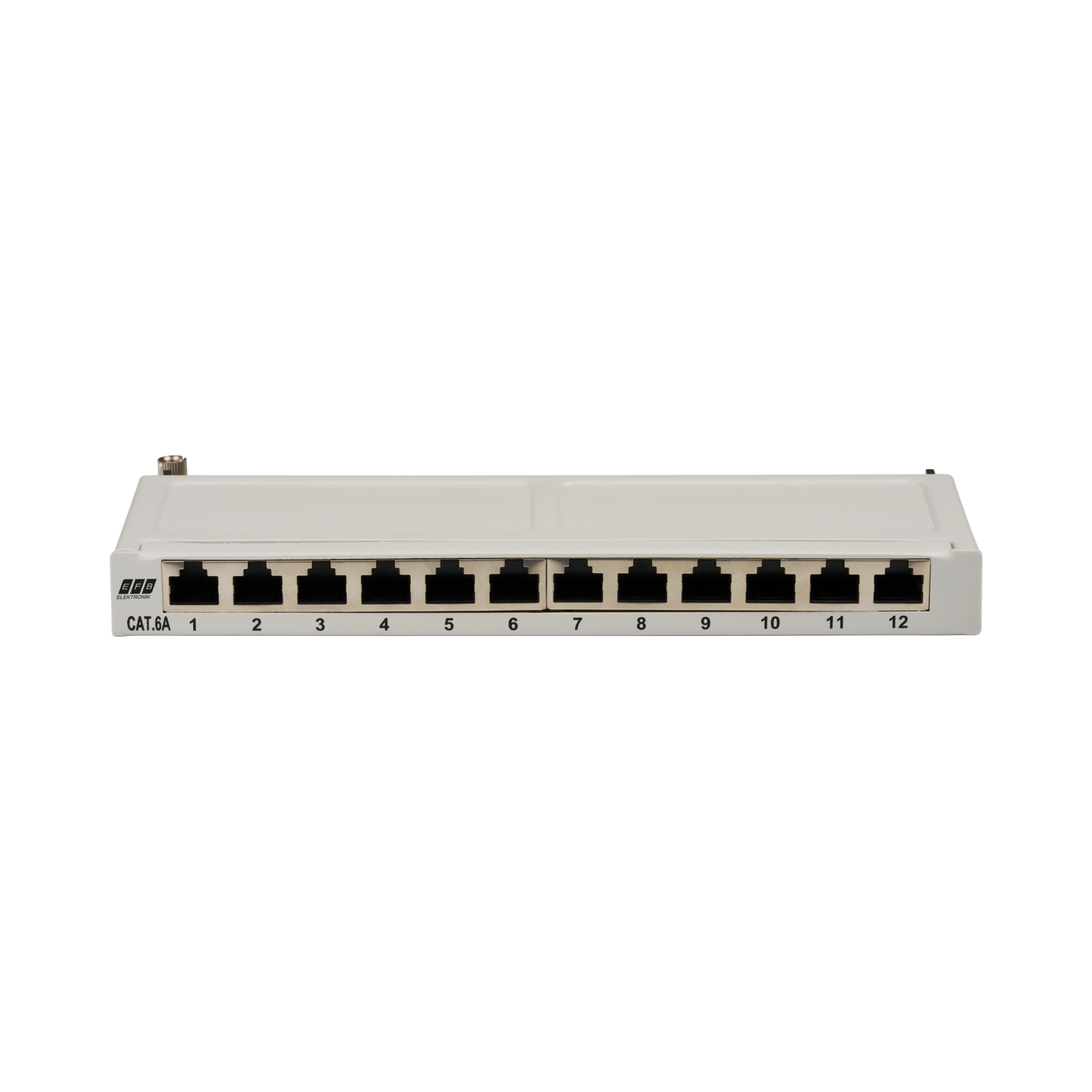Mini-Patchpanel STP 12xRJ45 Cat.6A, 10“ 0,5U, RAL7035 grey